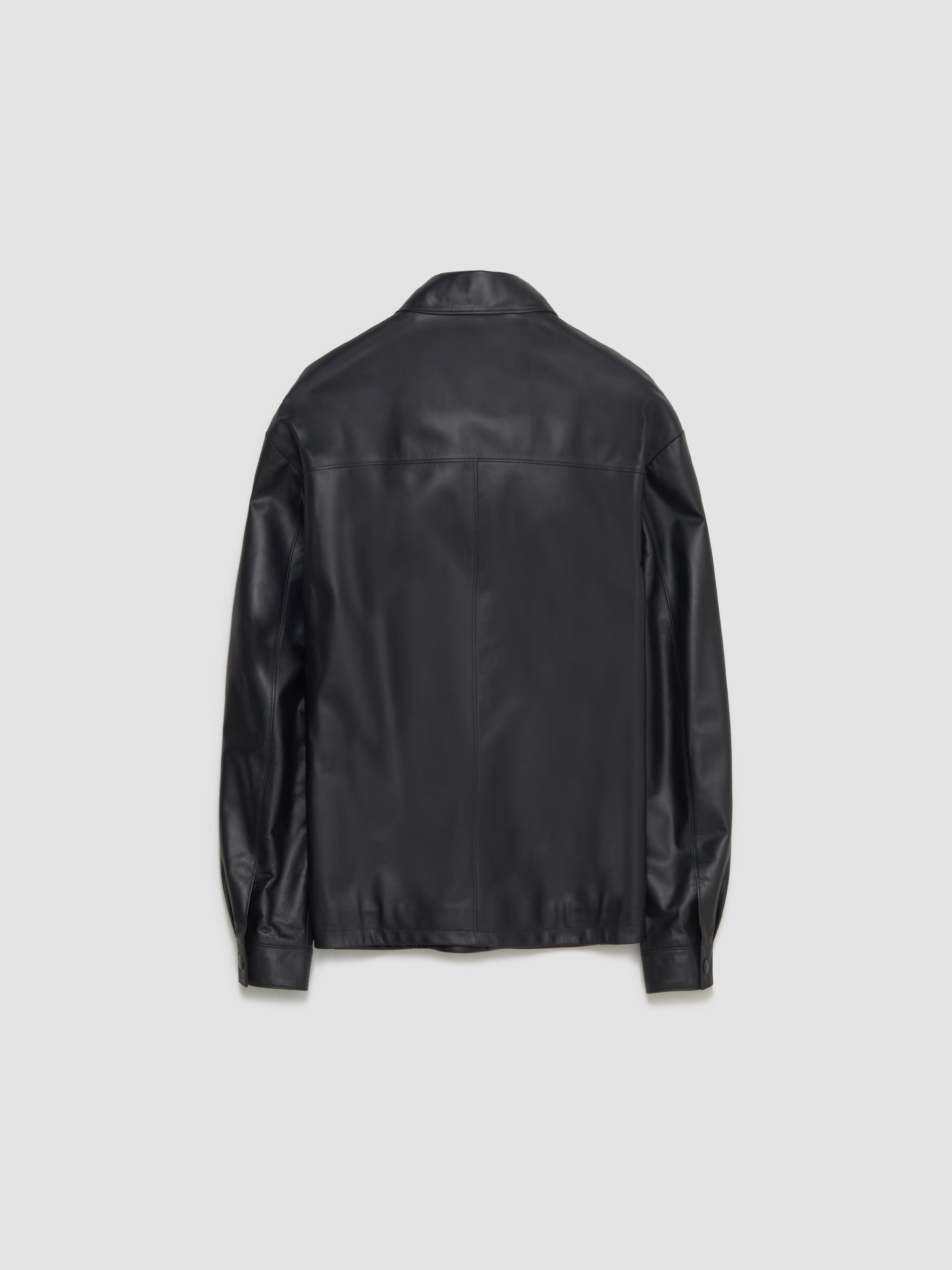 Nappa Leather Shirt Jacket in Black