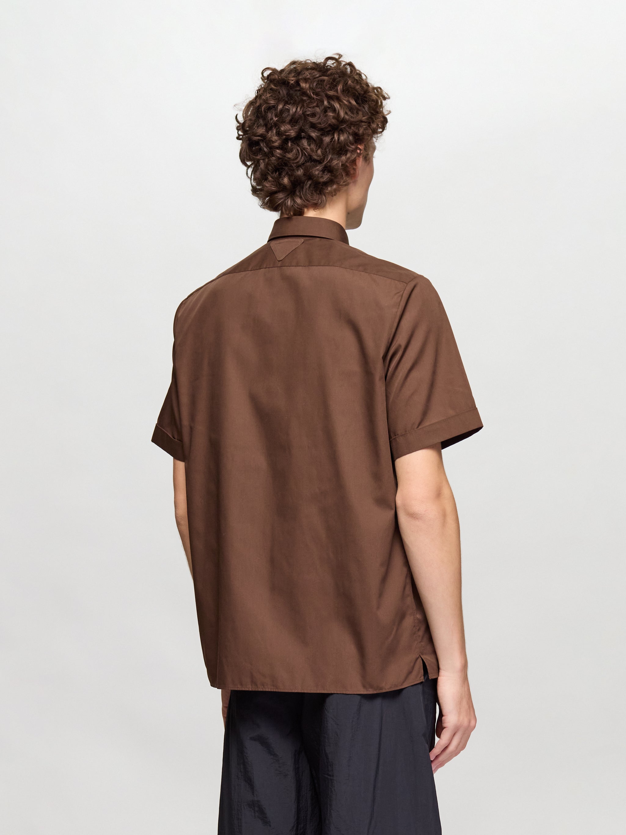 Short Sleeve Cotton Blend Shirt in Cocoa Brown