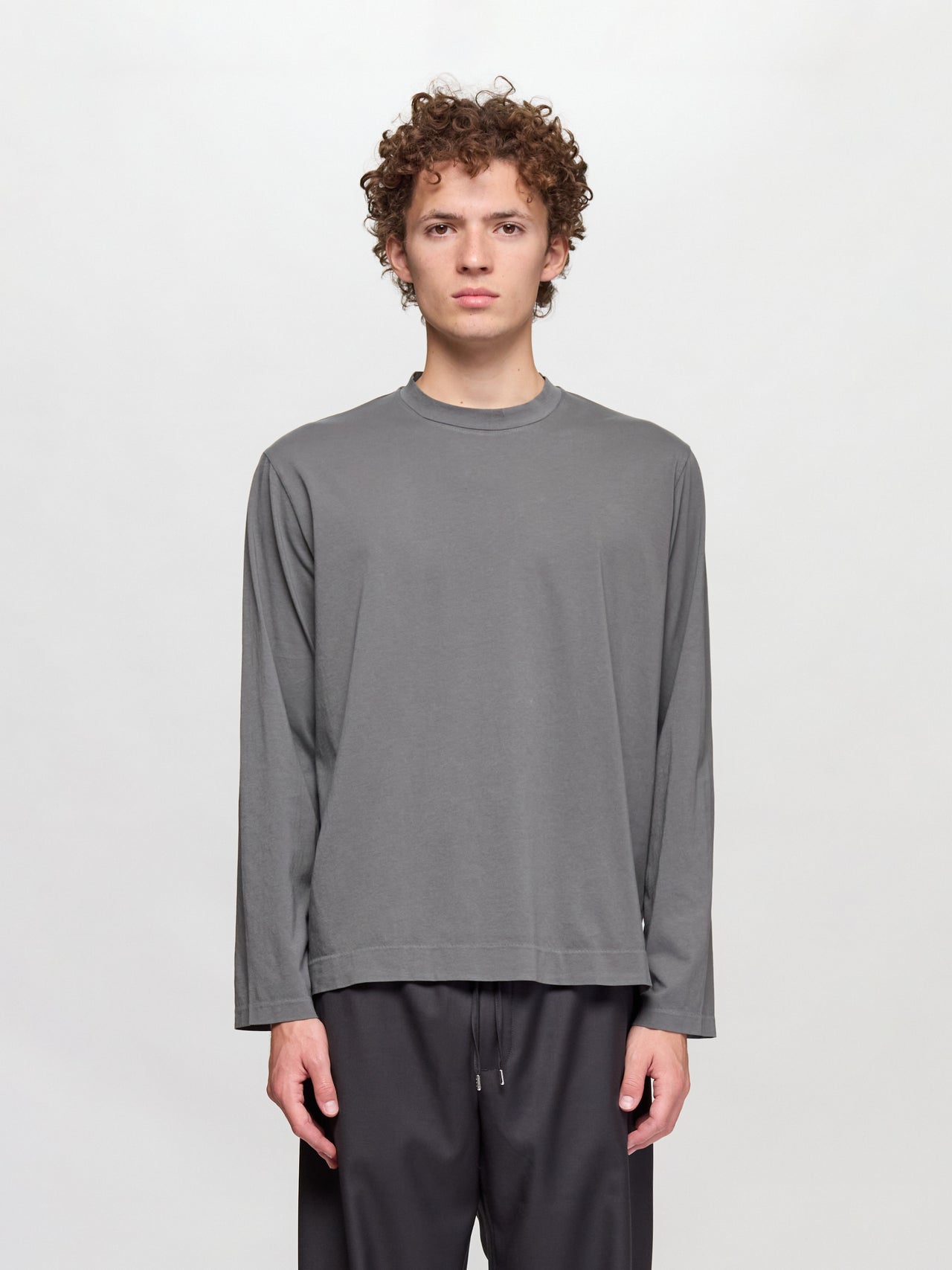 Box Long Sleeve in Grey Sage Clean Jersey