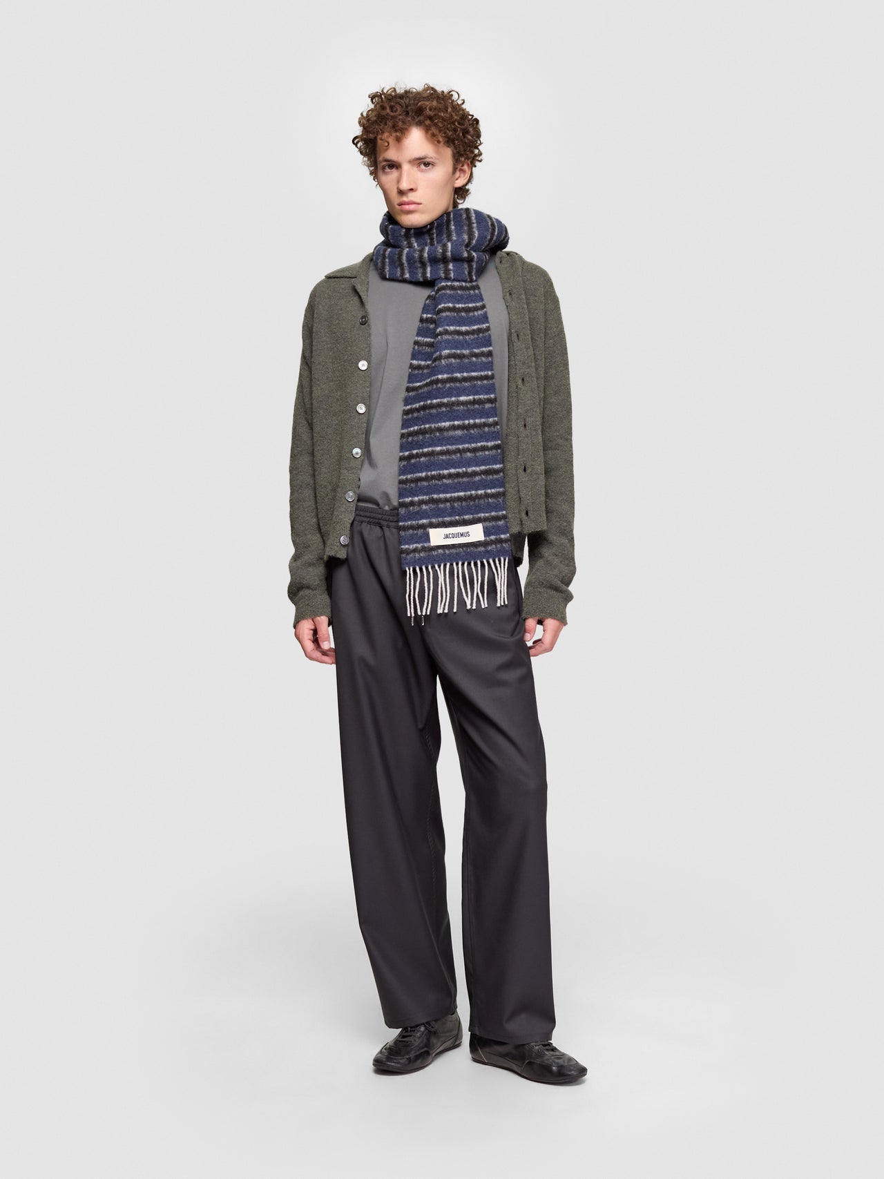 L'Echarpe Rayures in Blue & Dark Grey Stripes