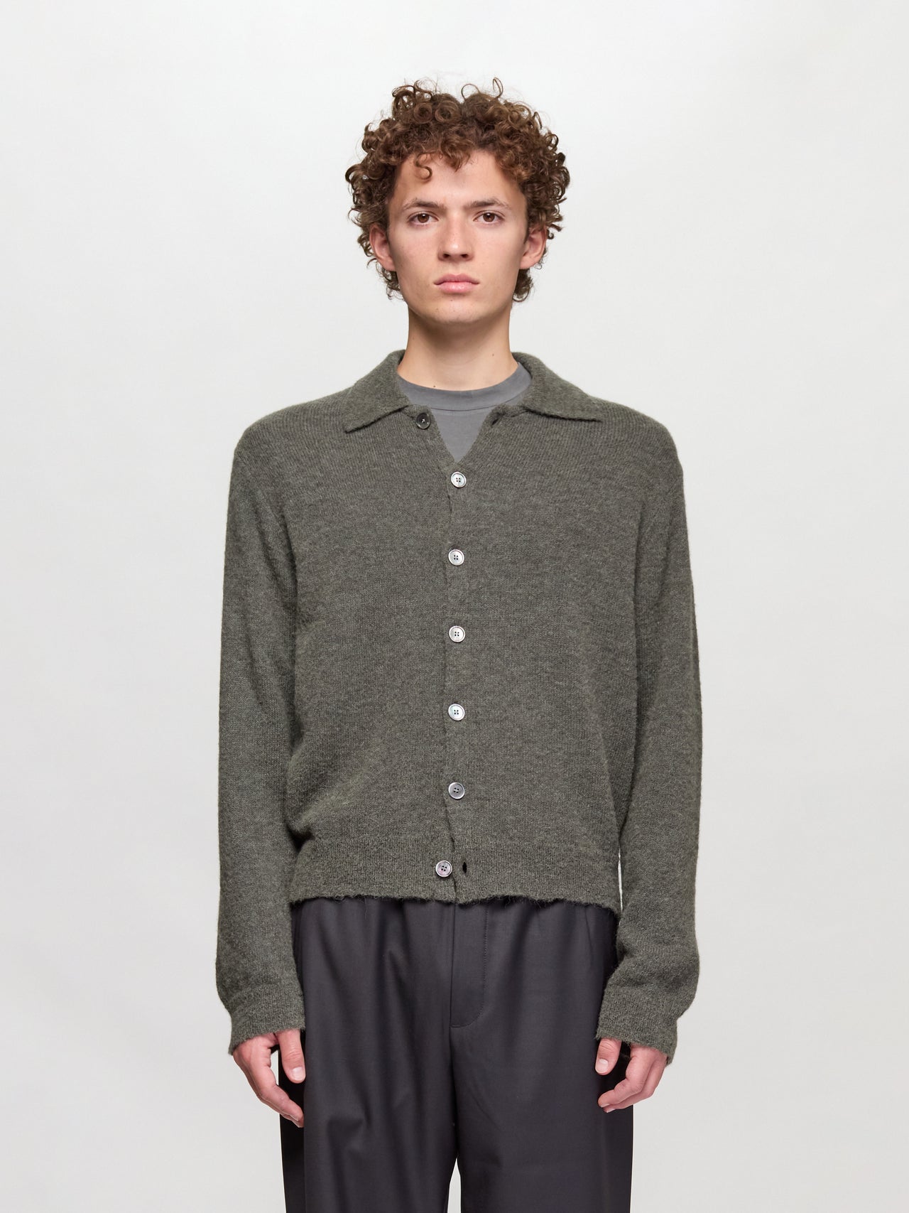 Evening Polo in Moss Green Fuzzy Alpaca
