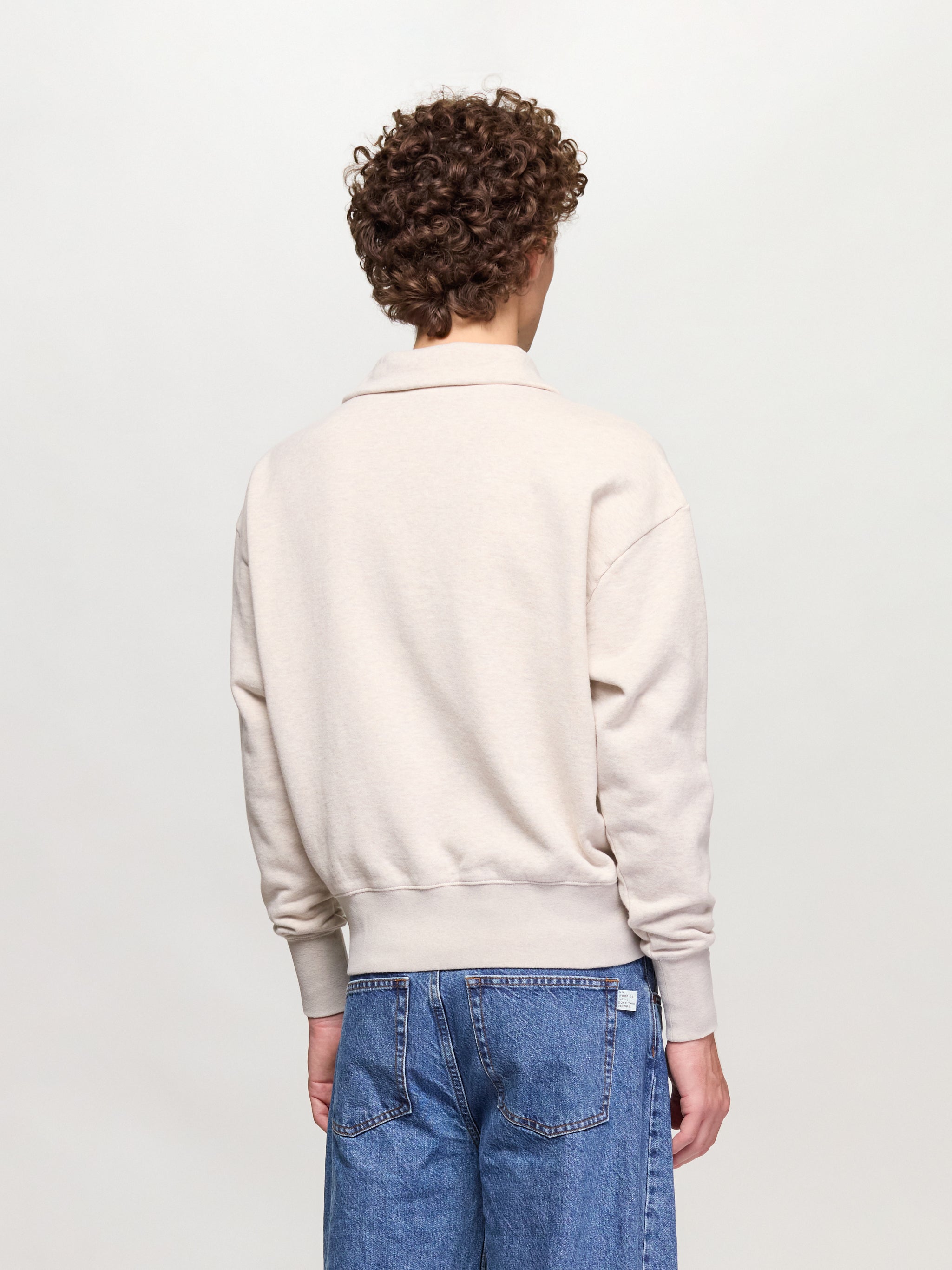 Long Sleeve Cotton Sweatshirt in Natural