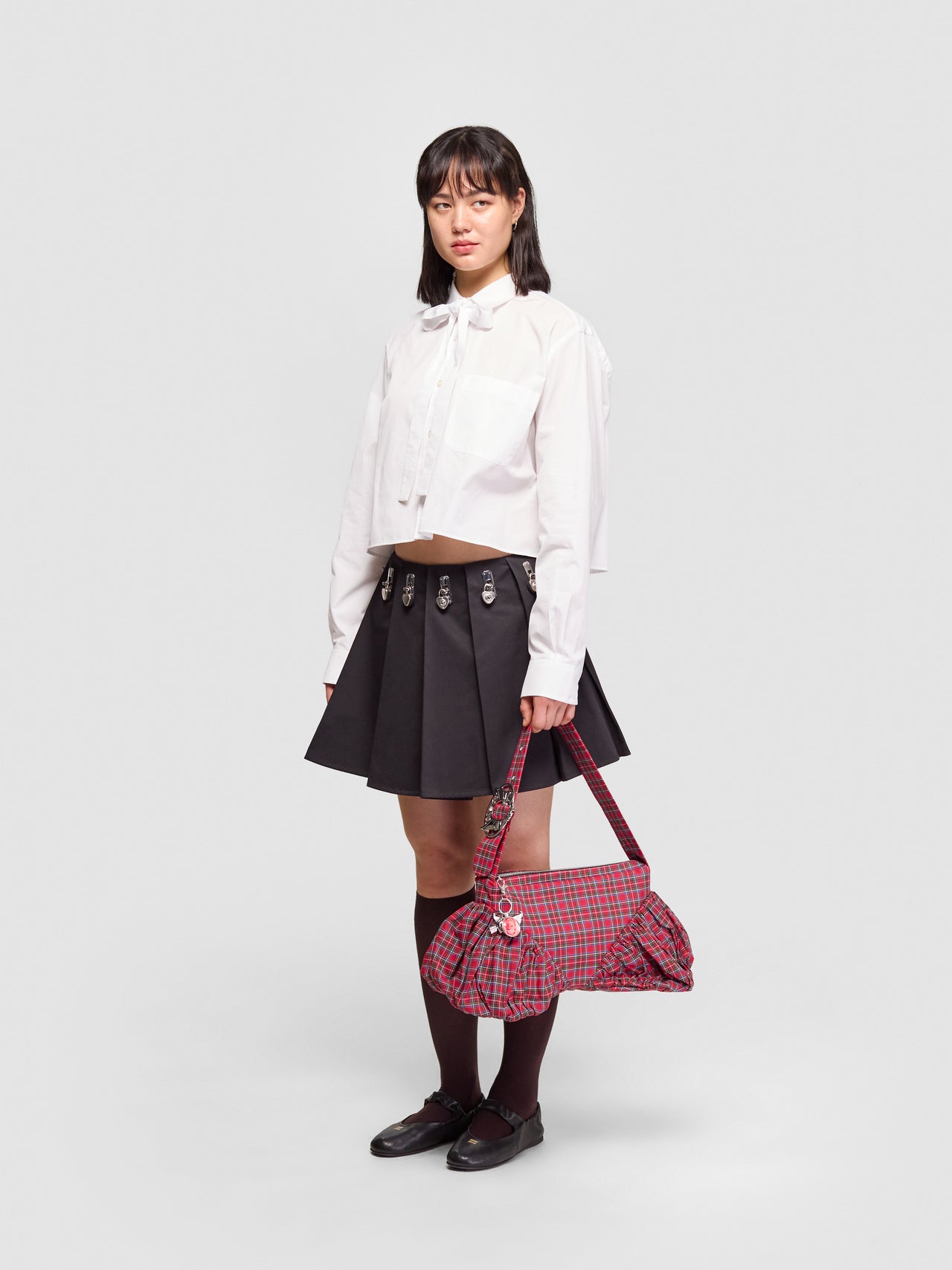 Camille Tartan Hand Bag in Red