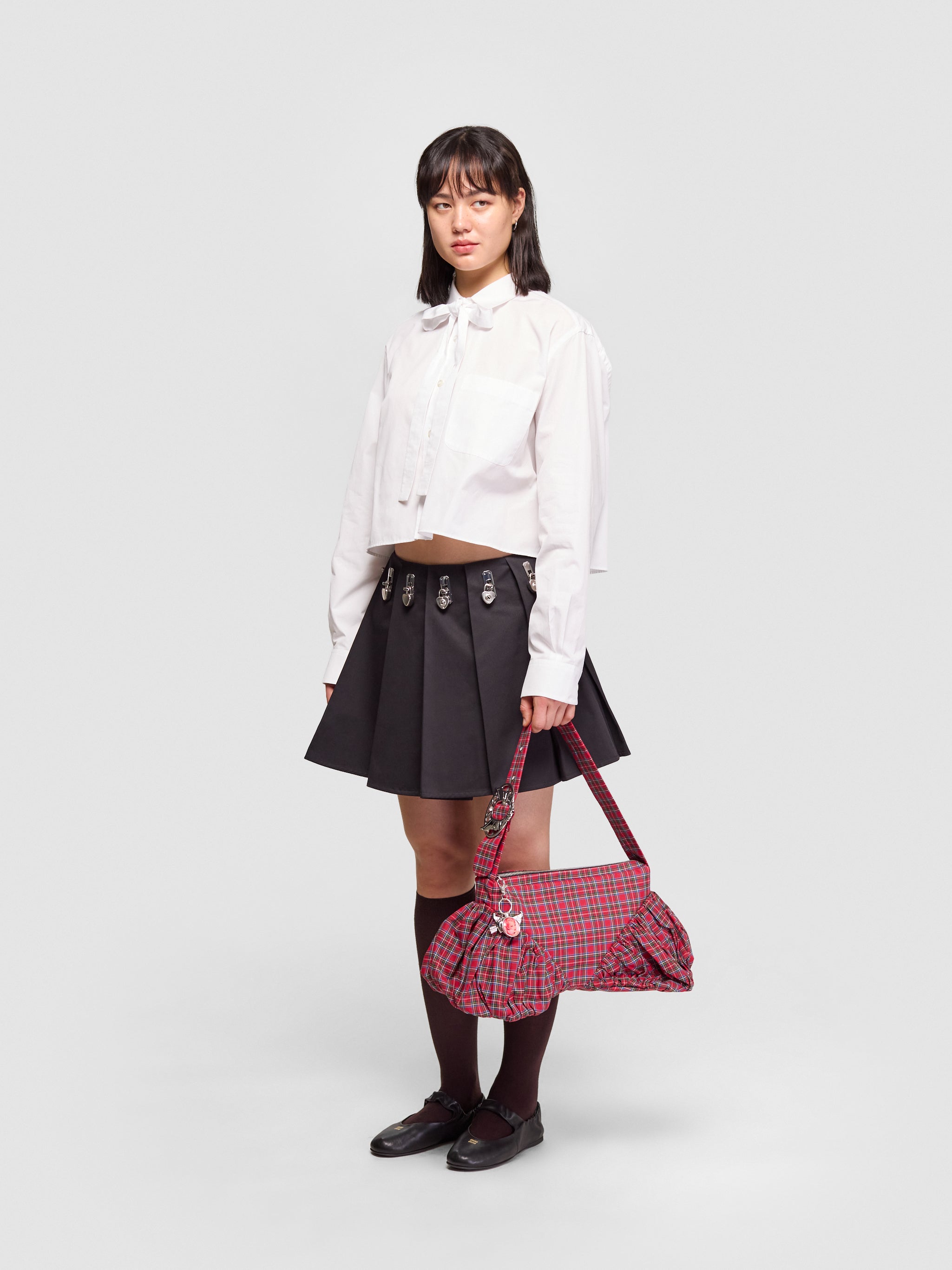 Camille Tartan Hand Bag in Red