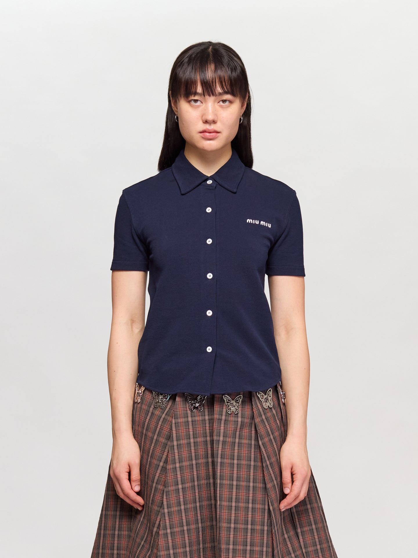 Cotton Piqué Shirt in Blue