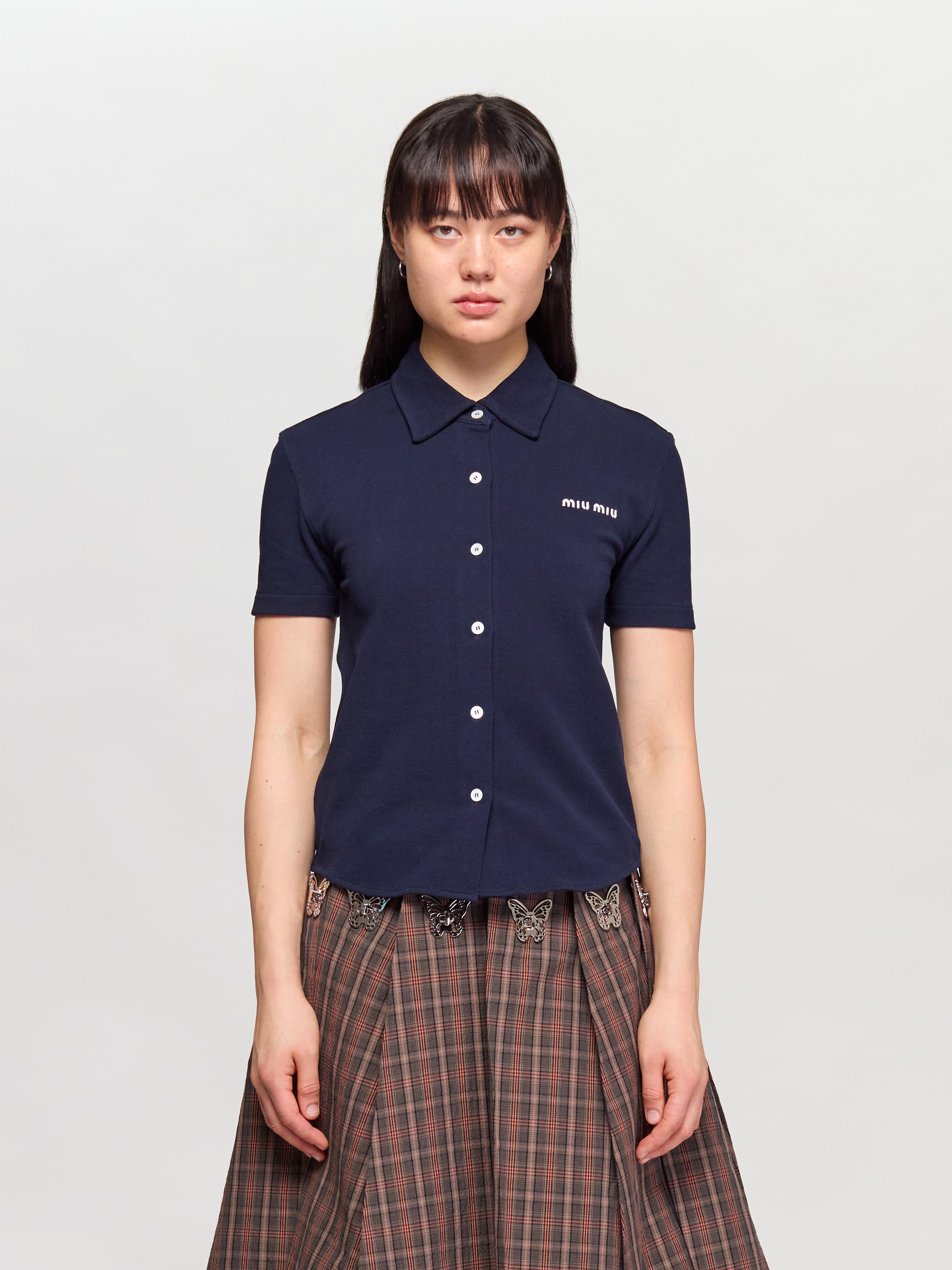 Cotton Piqué Shirt in Blue