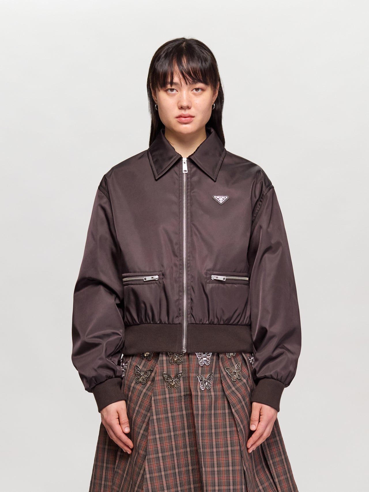 Re-Nylon Blouson Jacket in Dark Brown