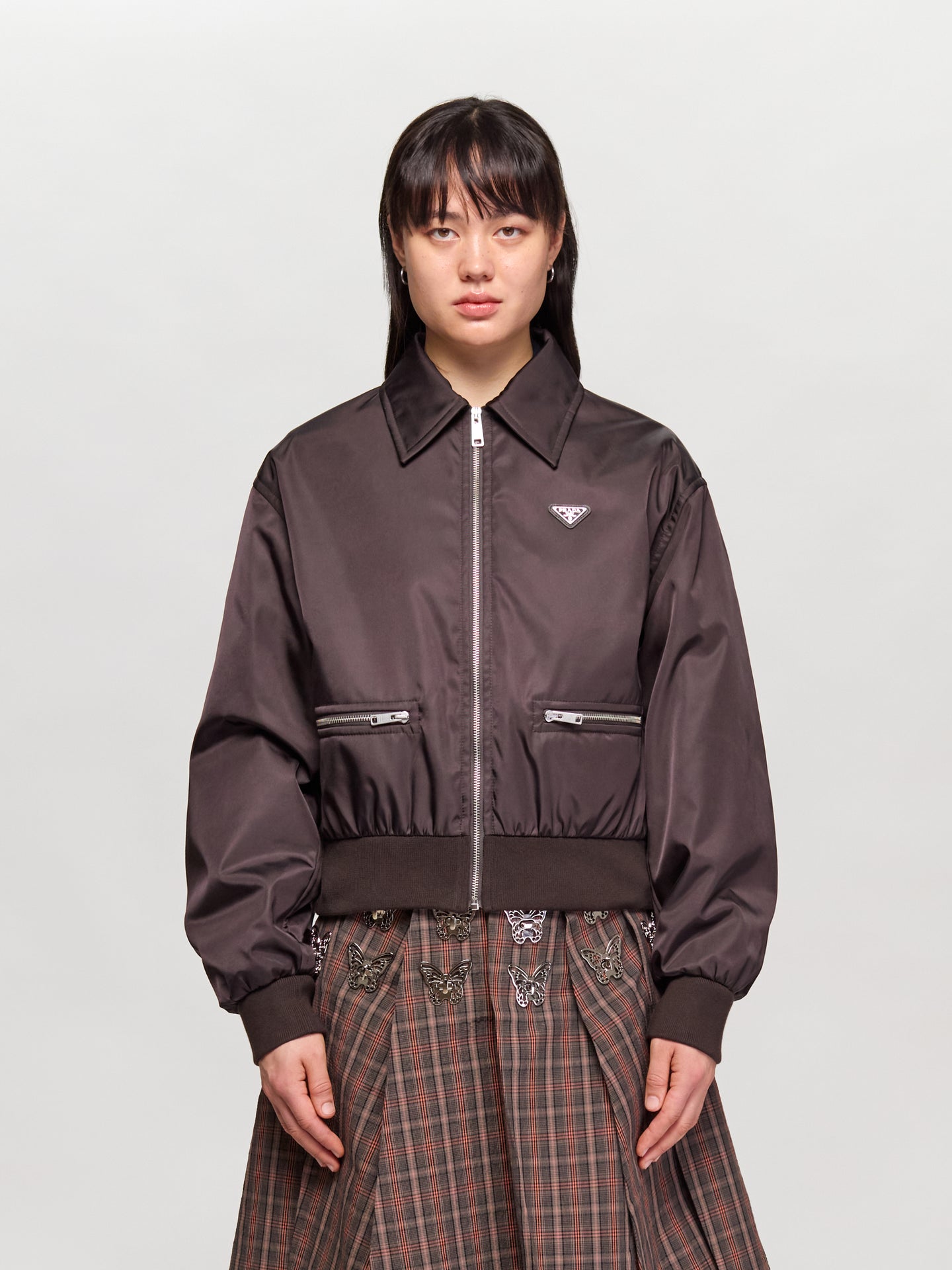 Re-Nylon Blouson Jacket in Dark Brown