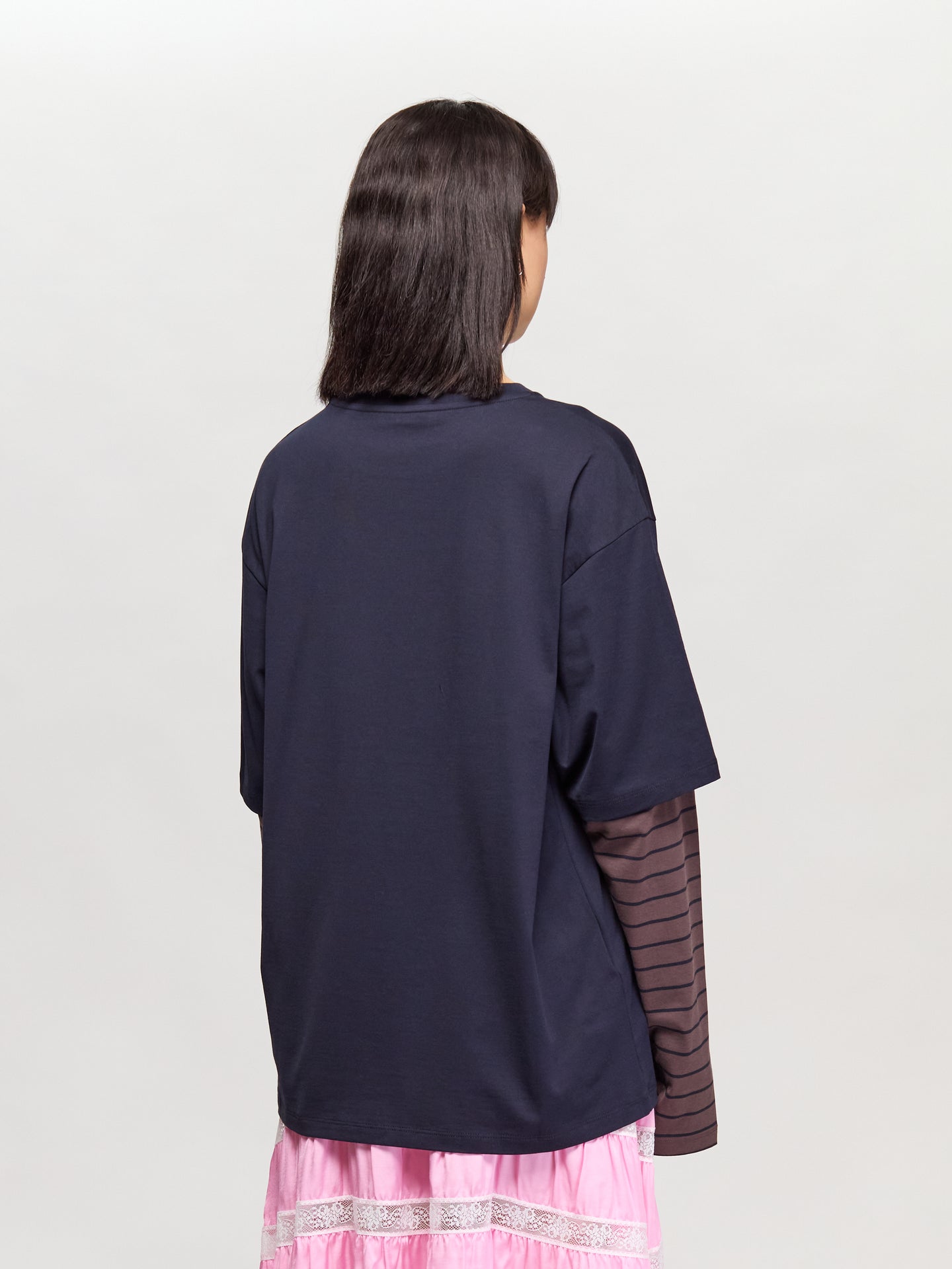 Long Sleeve Jersey T-Shirt in Blue & Cocoa