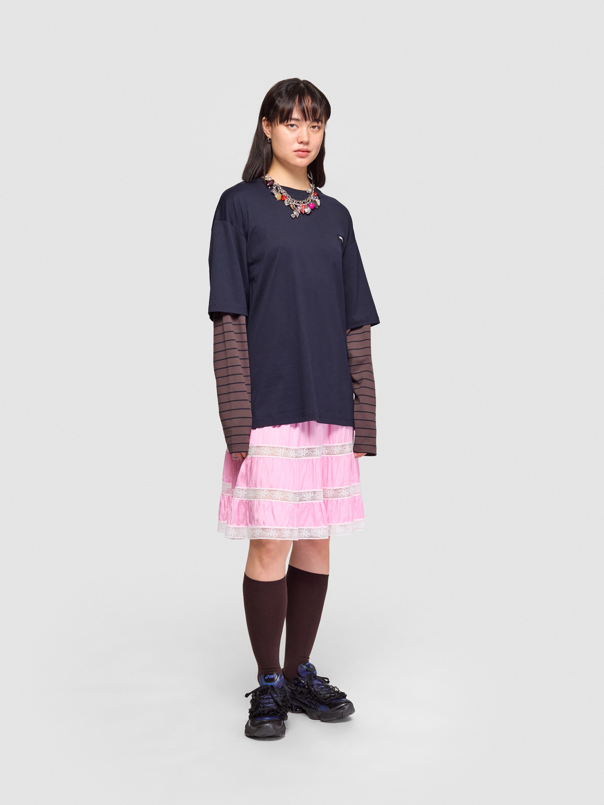 Long Sleeve Jersey T-Shirt in Blue & Cocoa