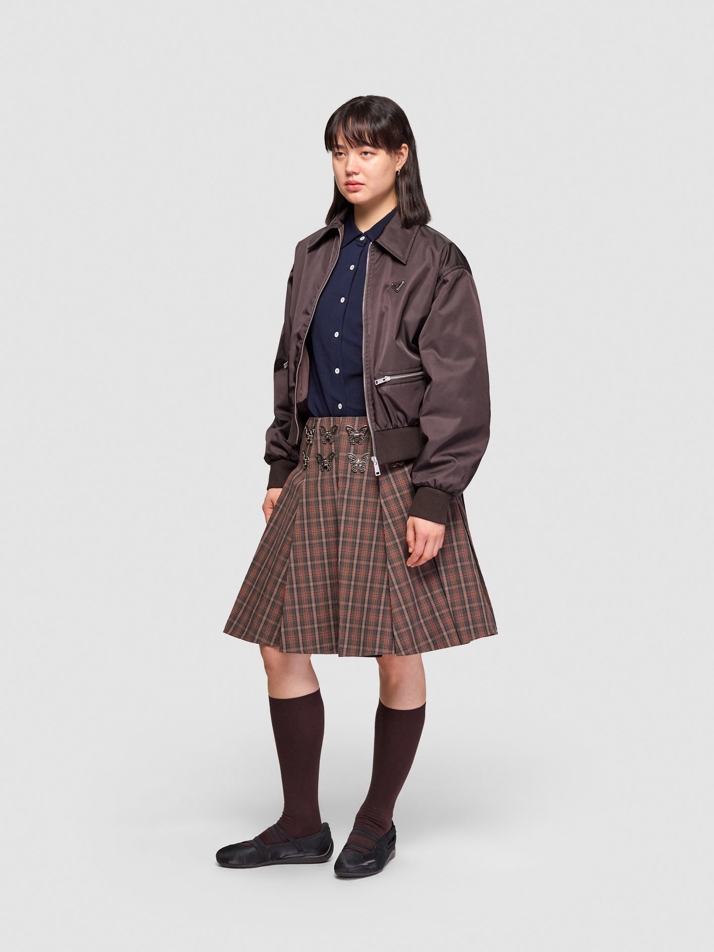 Re-Nylon Blouson Jacket in Dark Brown