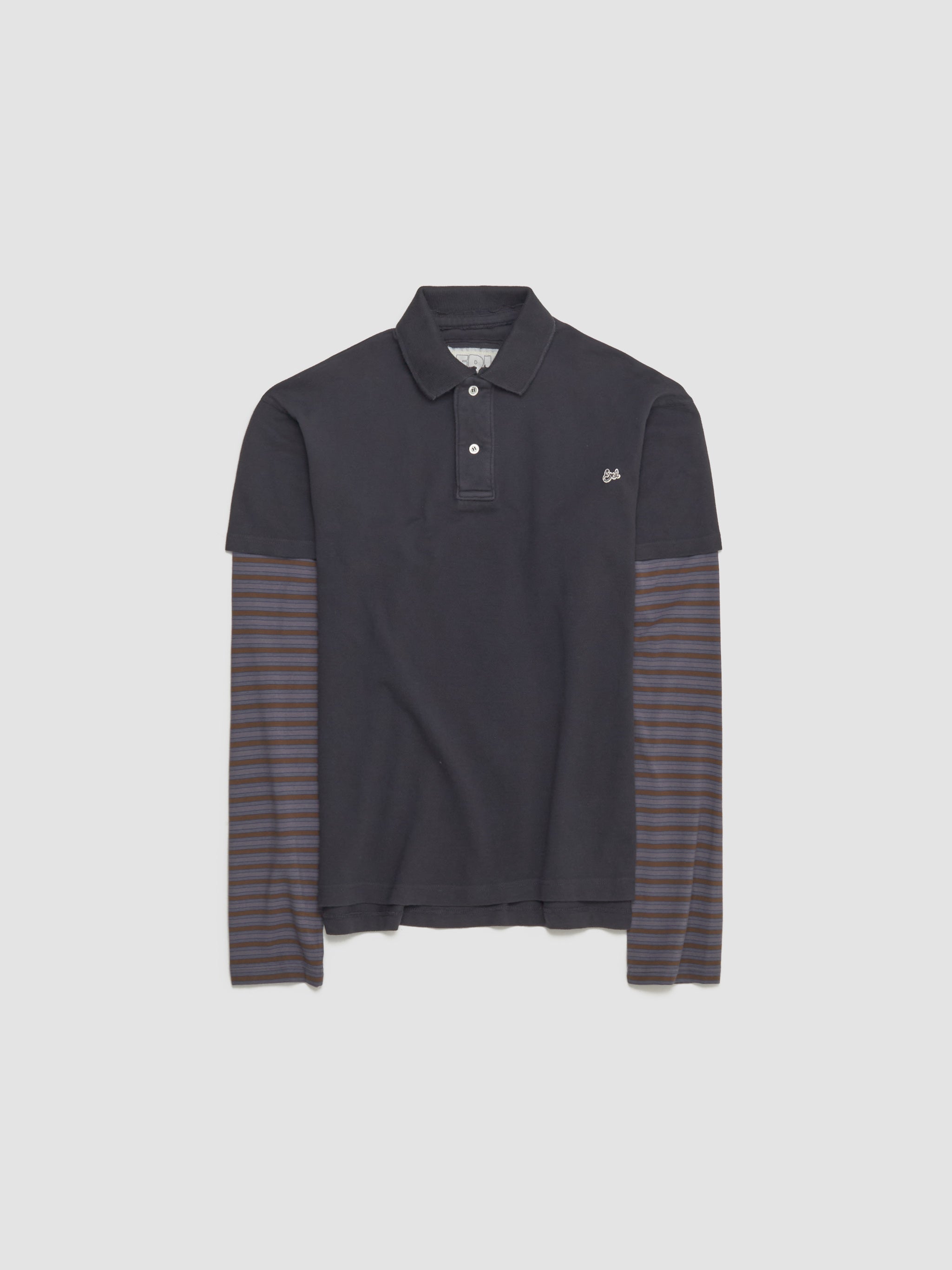 Double Sleeve Polo T-Shirt in Black