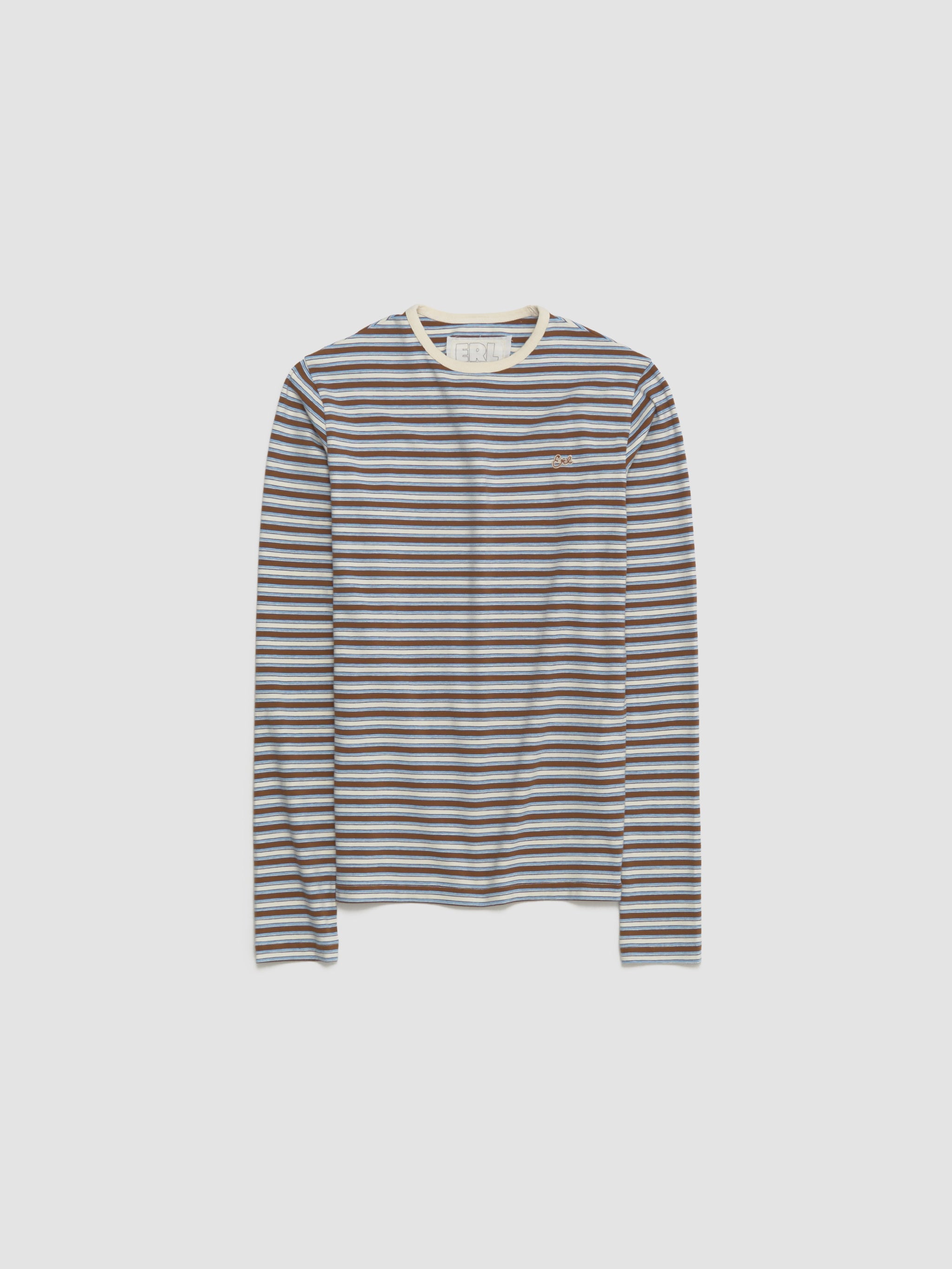 Striped Long Sleeve T-Shirt in Brown