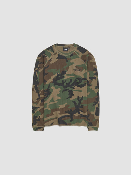 BASIC STÜSSY THERMAL WOODLAND CAMO XL Stussy Raglan Thermal Basic Stock Crew Woodland Camo – LESS 17