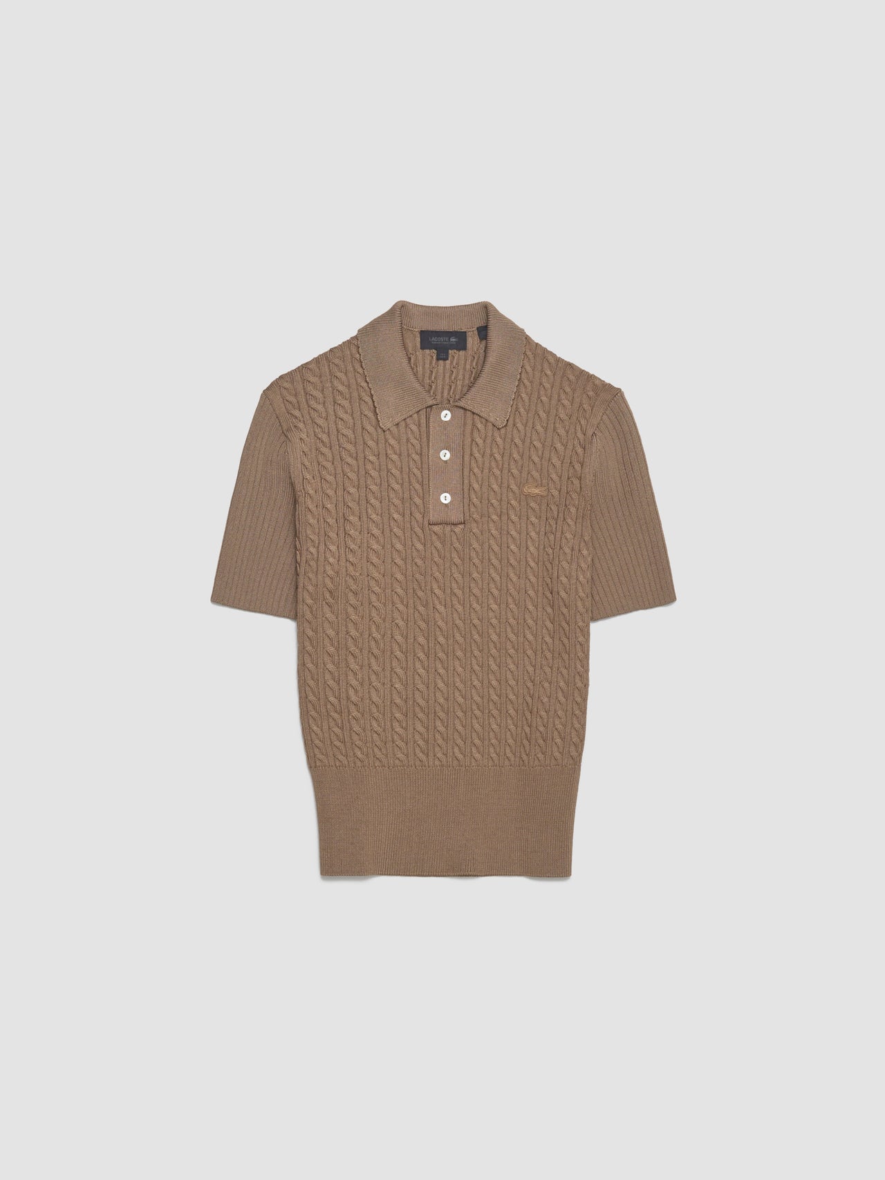 Cable Knit Polo in Elderton Brown