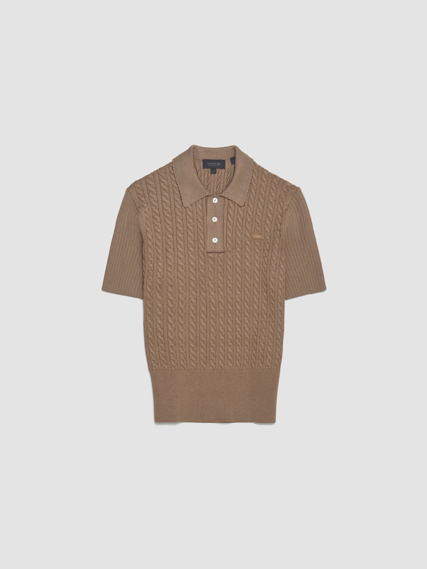 Cable Knit Polo in Elderton Brown