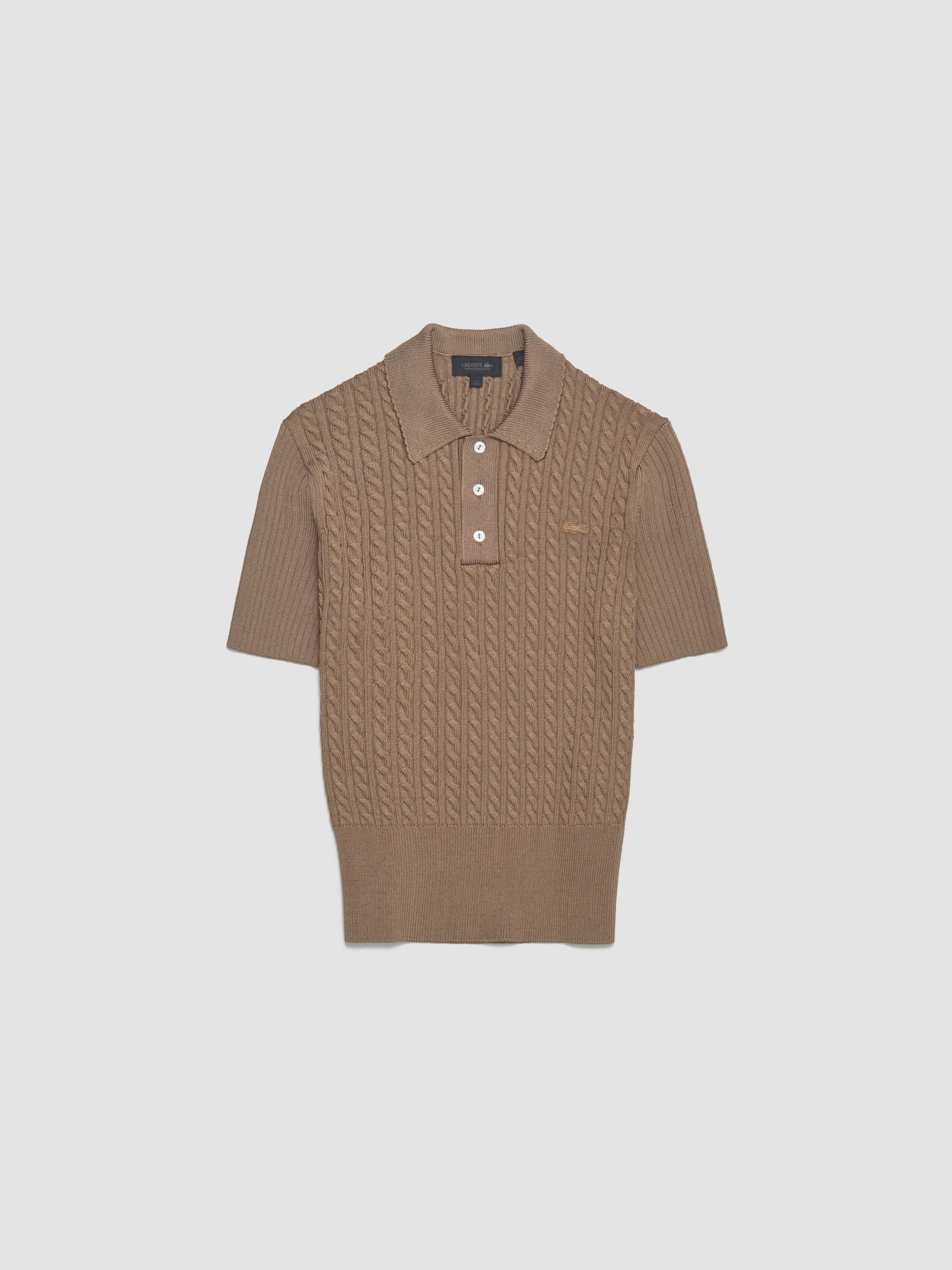 Cable Knit Polo in Elderton Brown