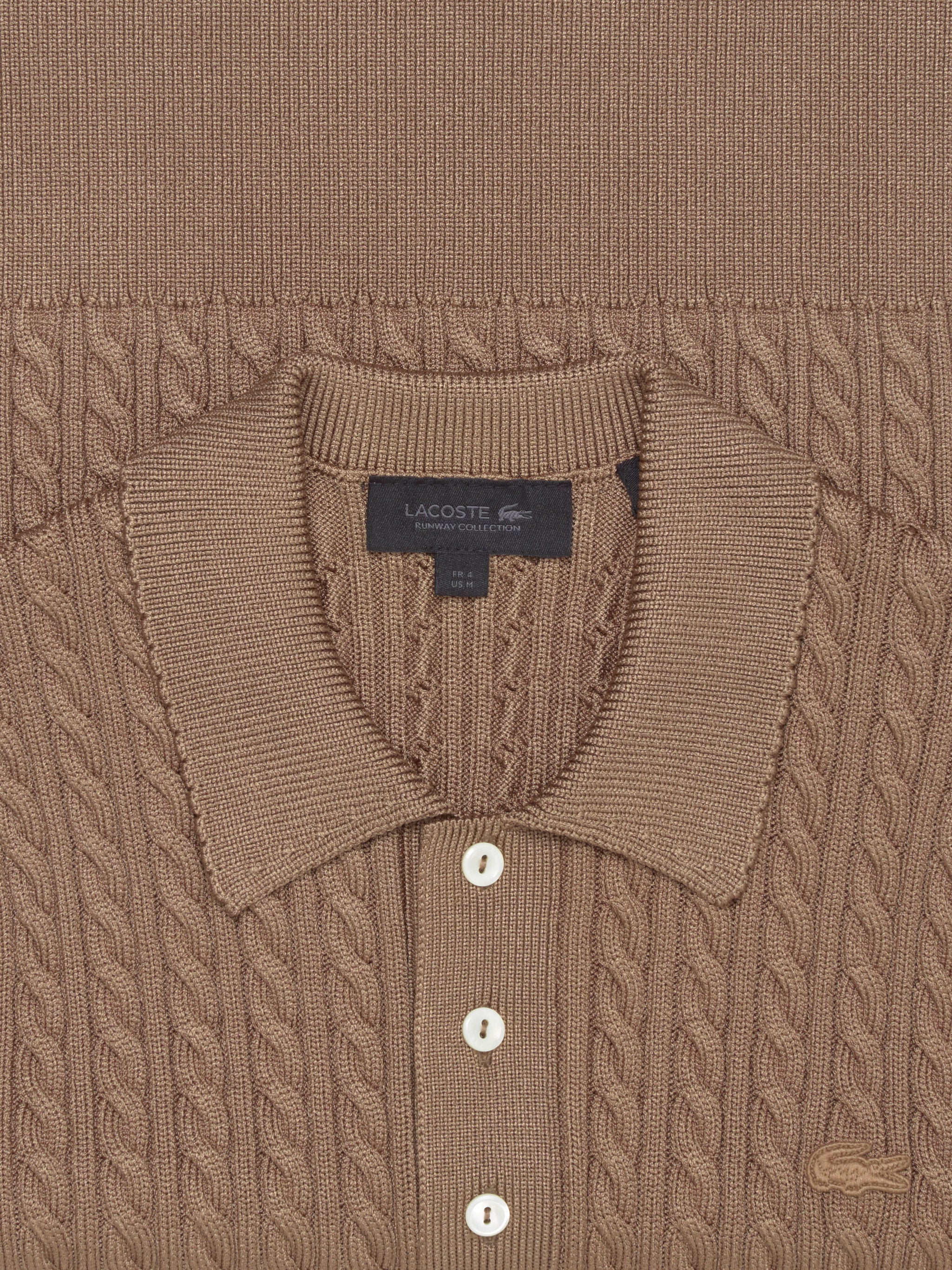 Cable Knit Polo in Elderton Brown