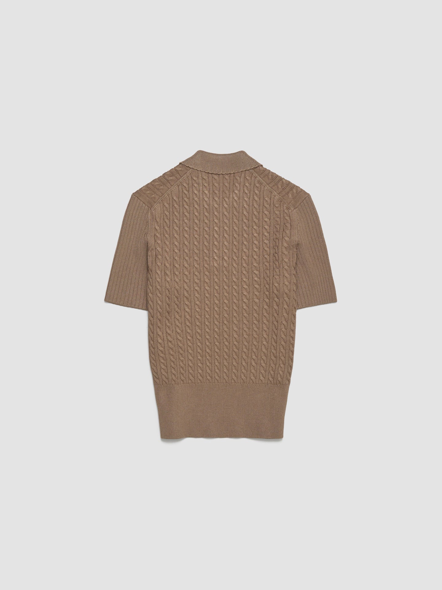 Cable Knit Polo in Elderton Brown