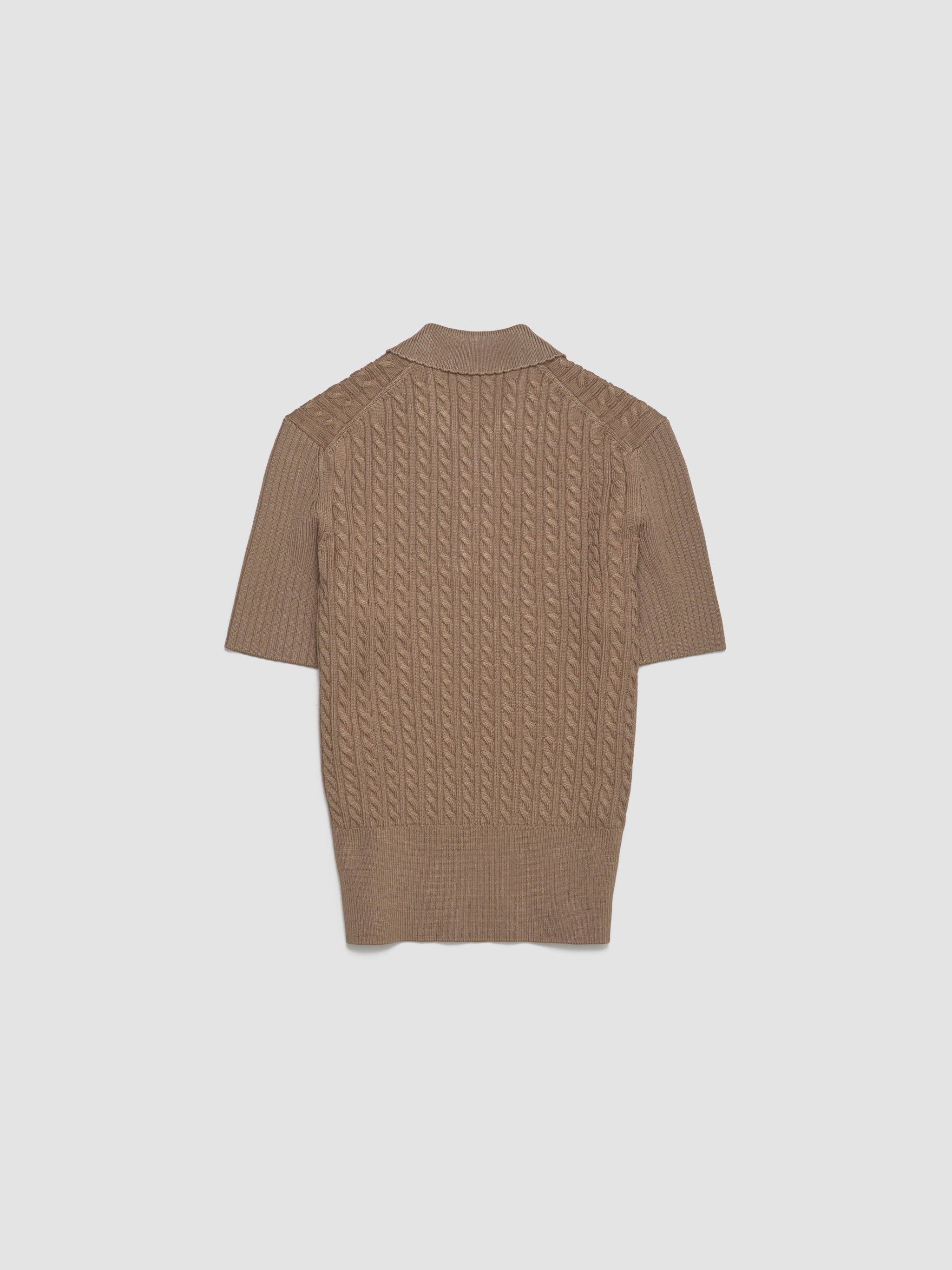 Cable Knit Polo in Elderton Brown