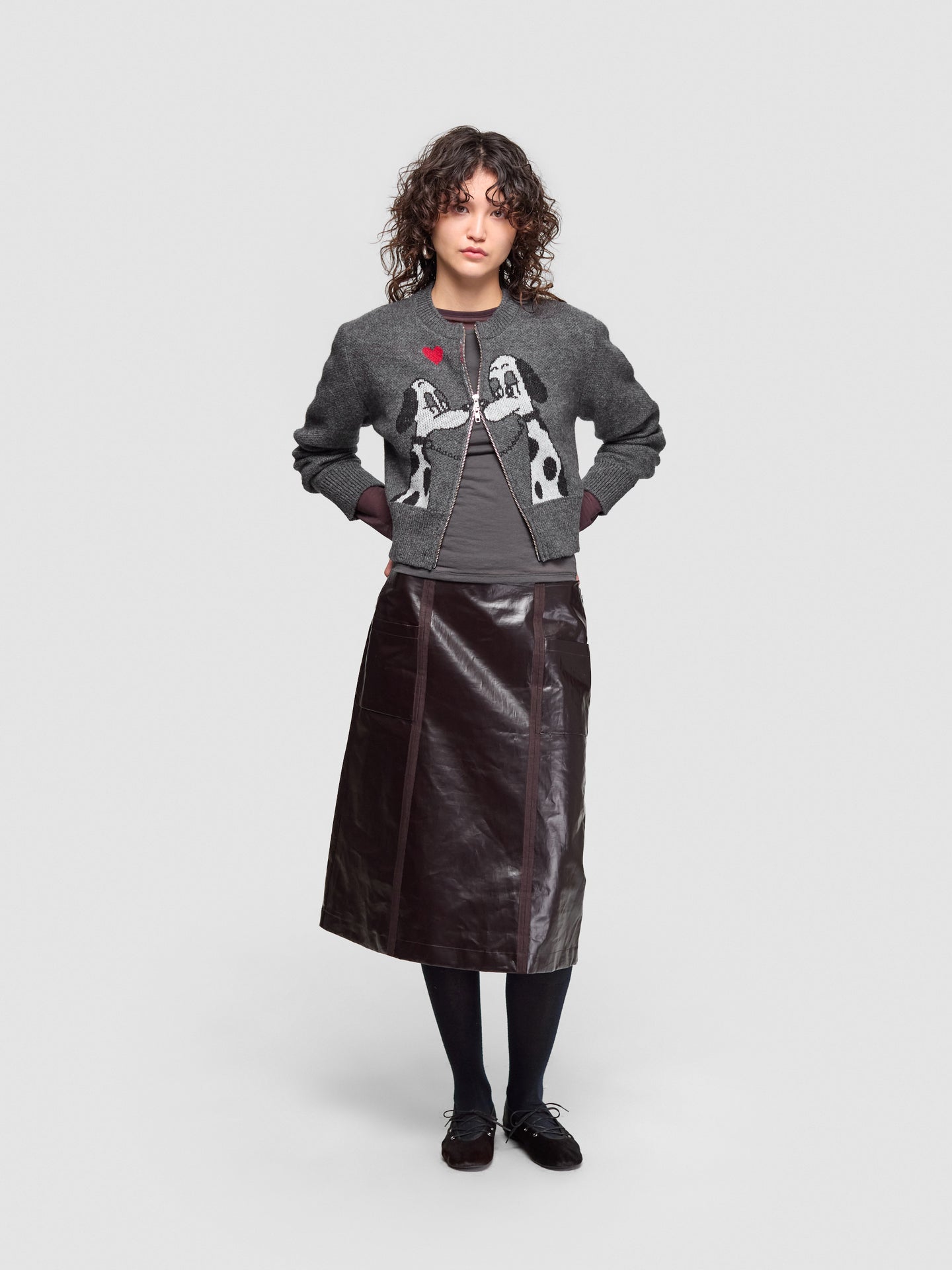 Lady Meets Tramp Zipped Cardigan in Grey