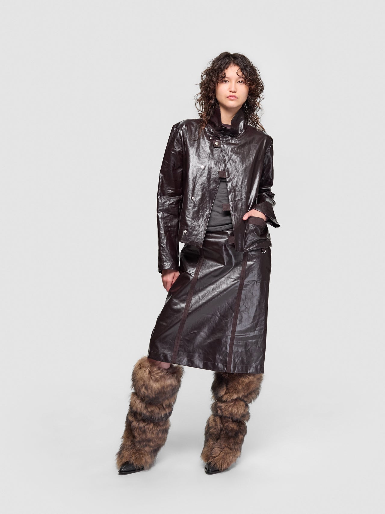 x Ambush Women's Fur Heel in Brown