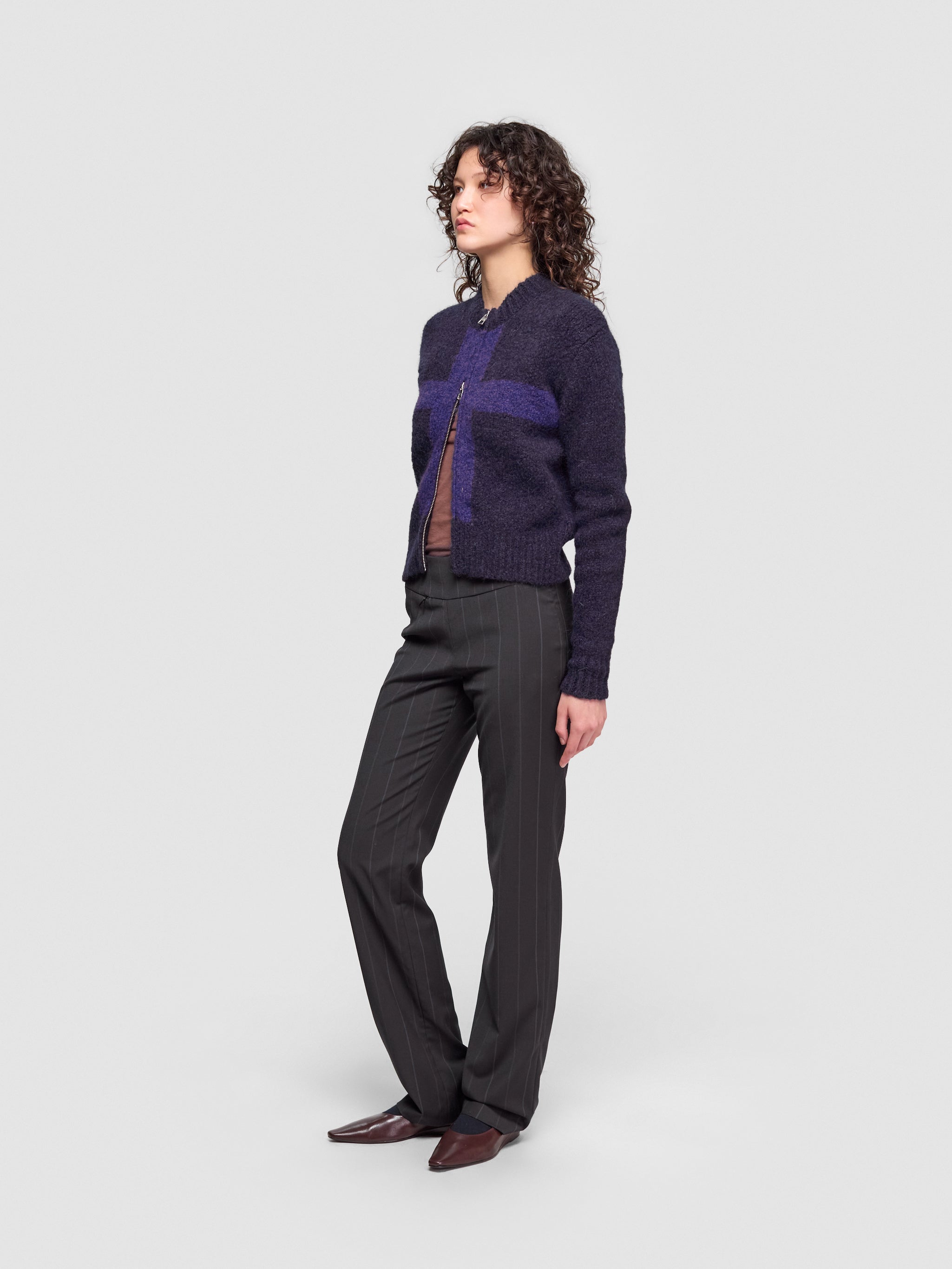Cruz Zipped Cardigan in Blue