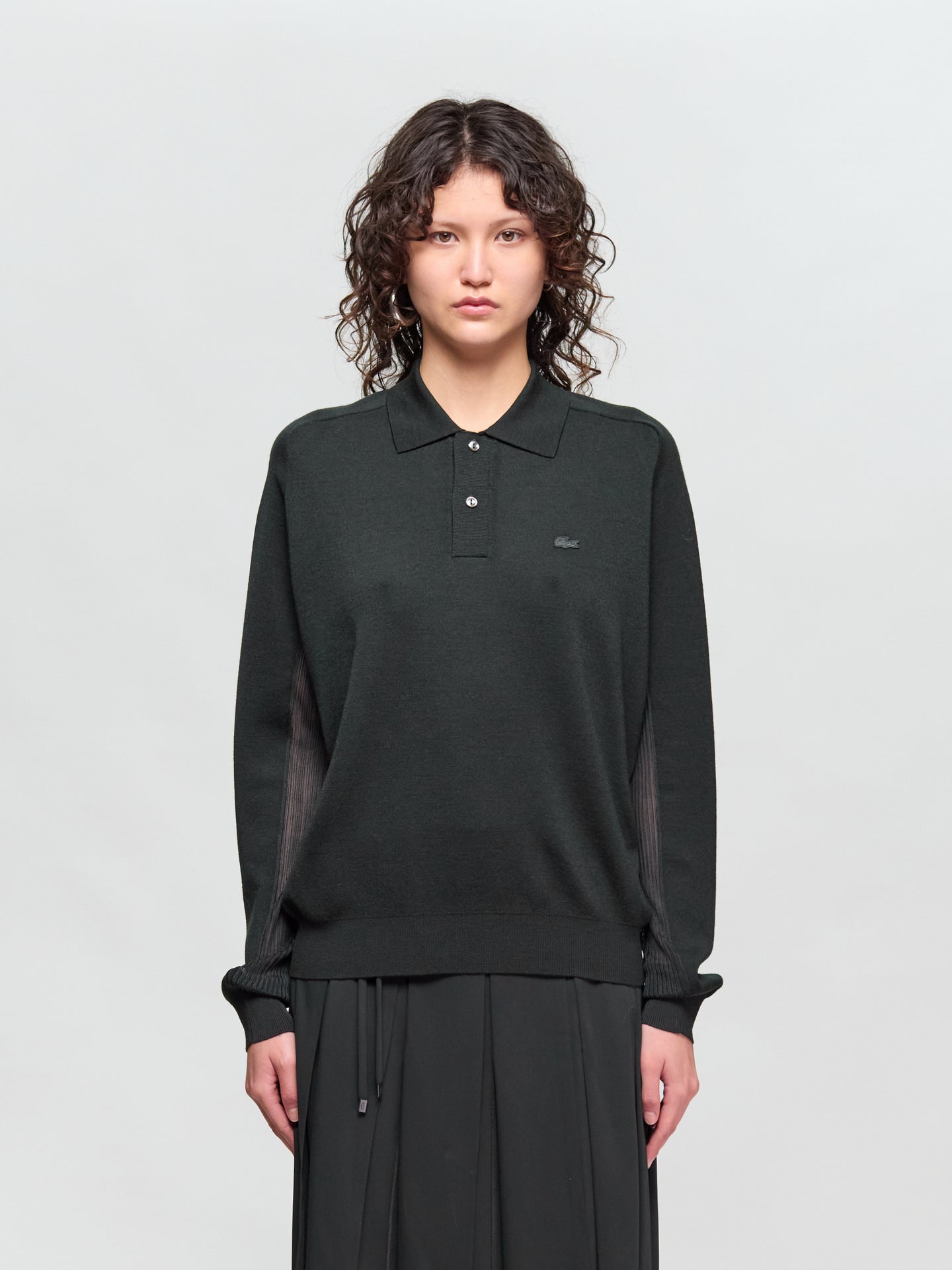 Long Sleeve Polo in Dark Green