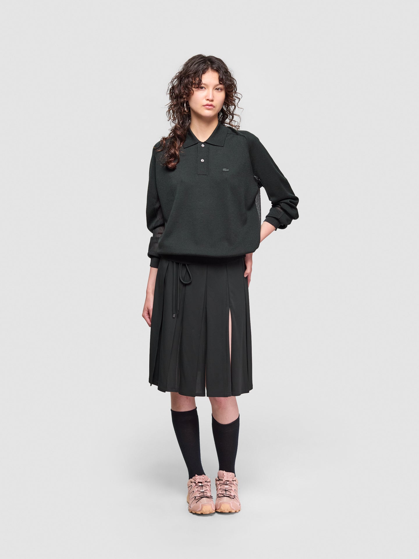 Long Sleeve Polo in Dark Green