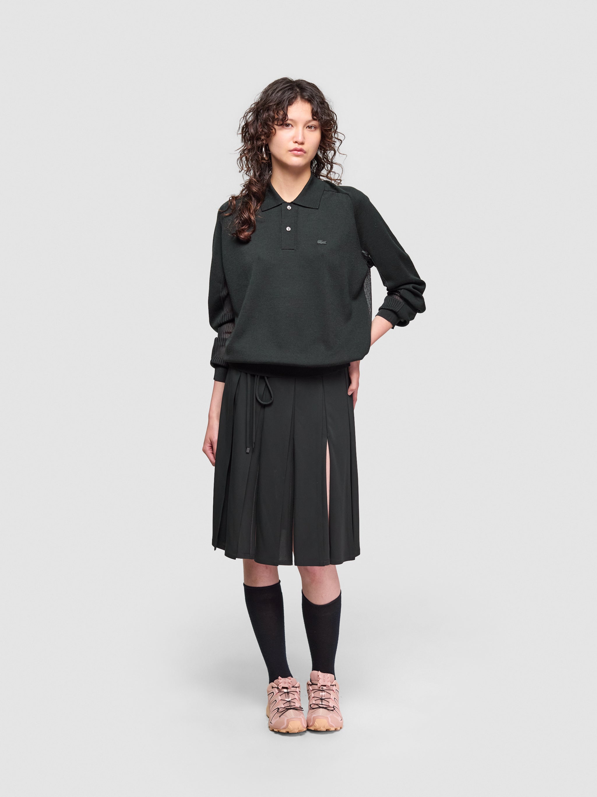 Long Sleeve Polo in Dark Green