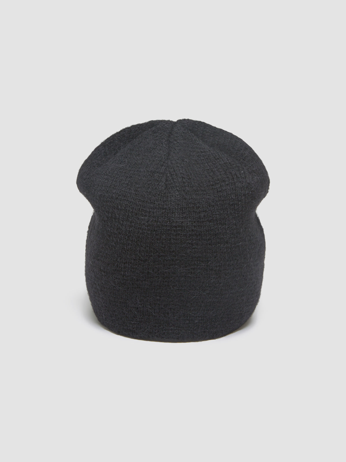 Beanie in Black Fuzzy Alpaca