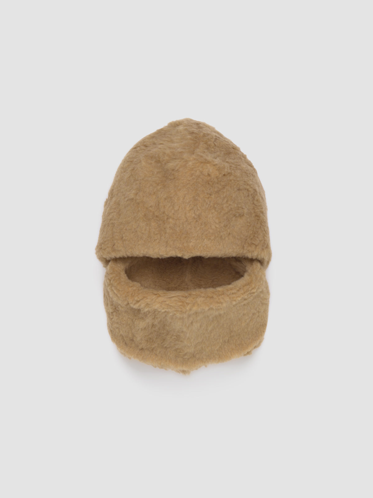 Beige fluffy snood on a light gray background