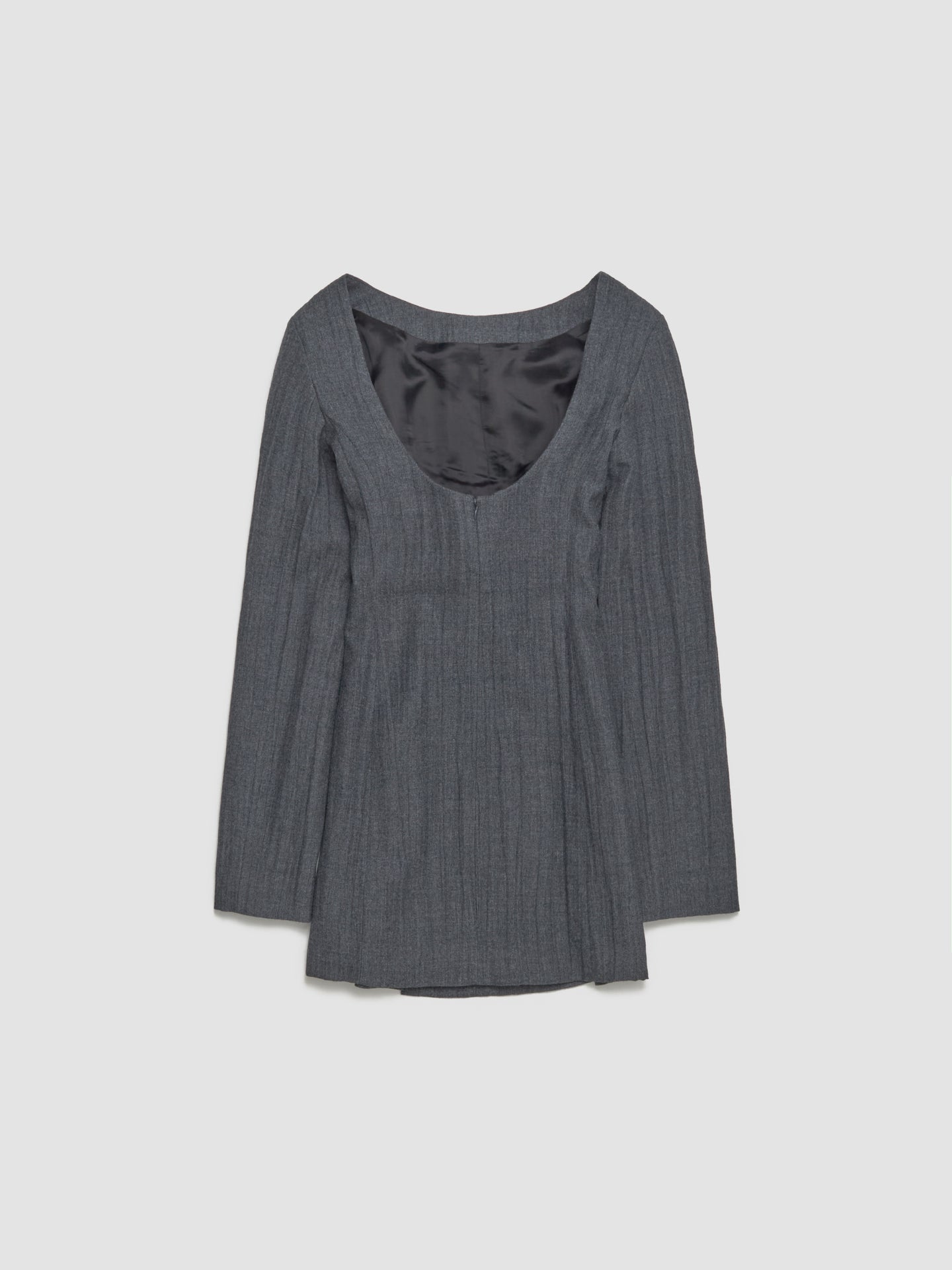 Firm Dress in Stone Grey Plisse Wool