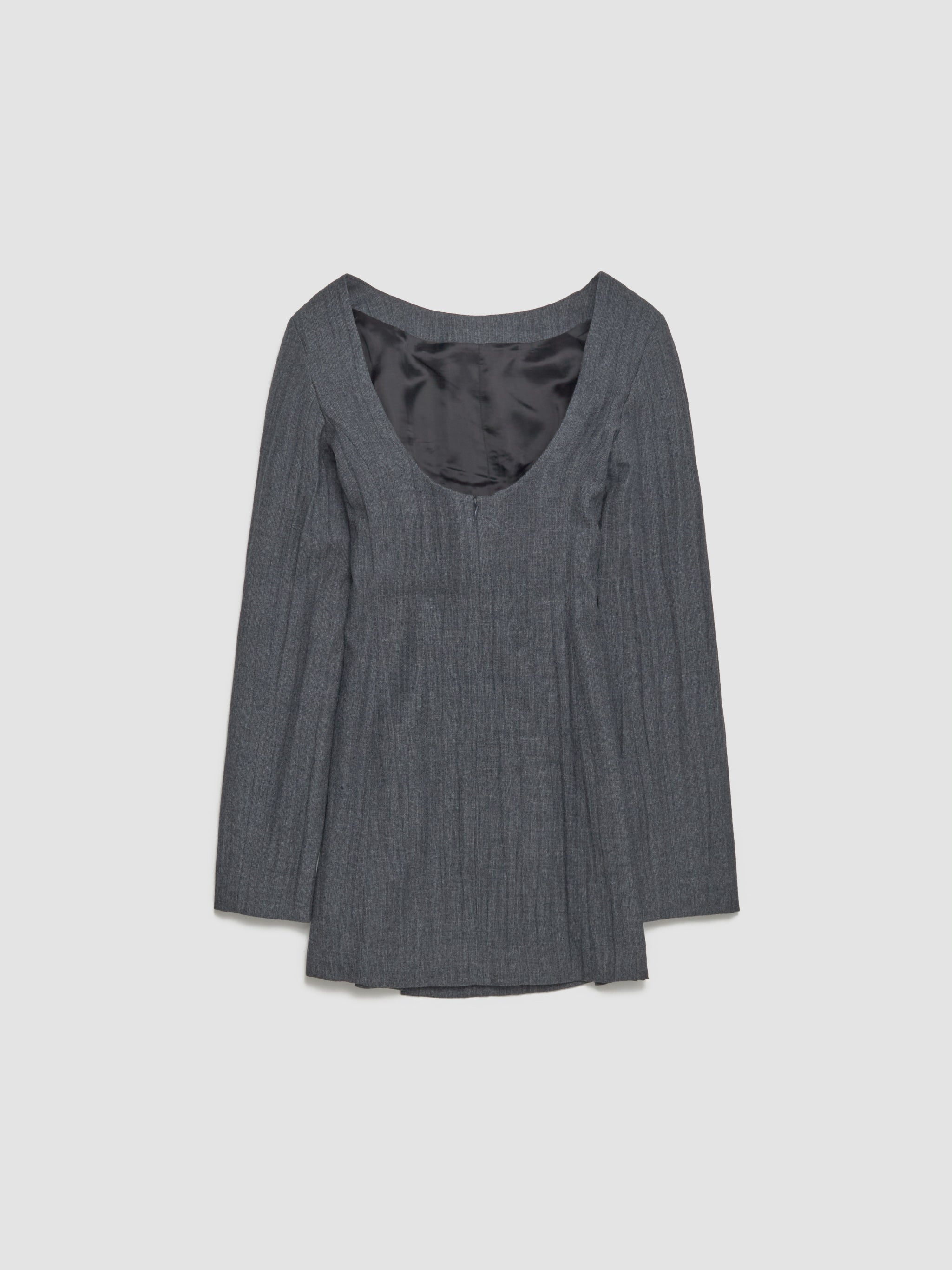 Firm Dress in Stone Grey Plisse Wool