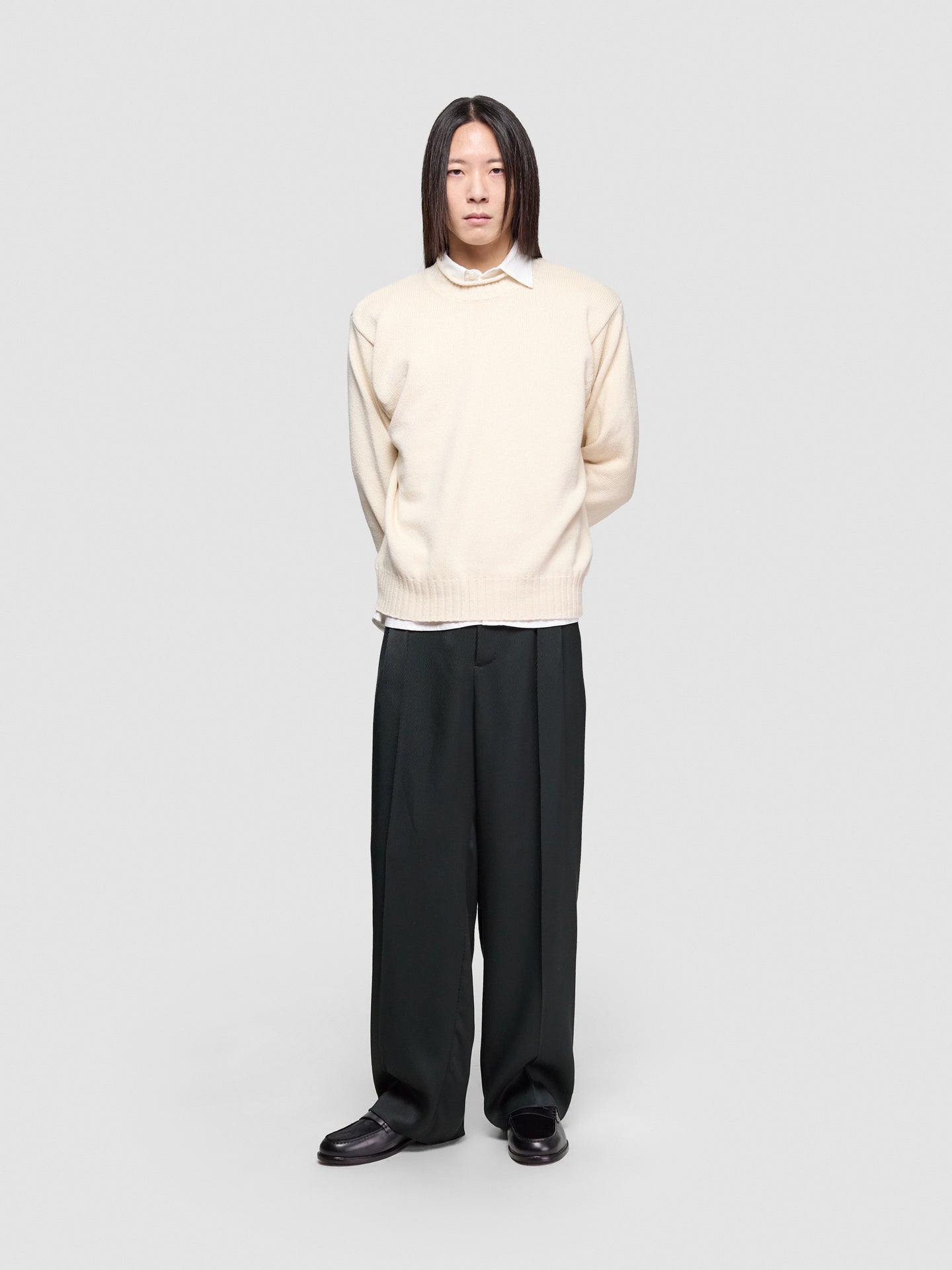 Pleated Trousers in Dark Green