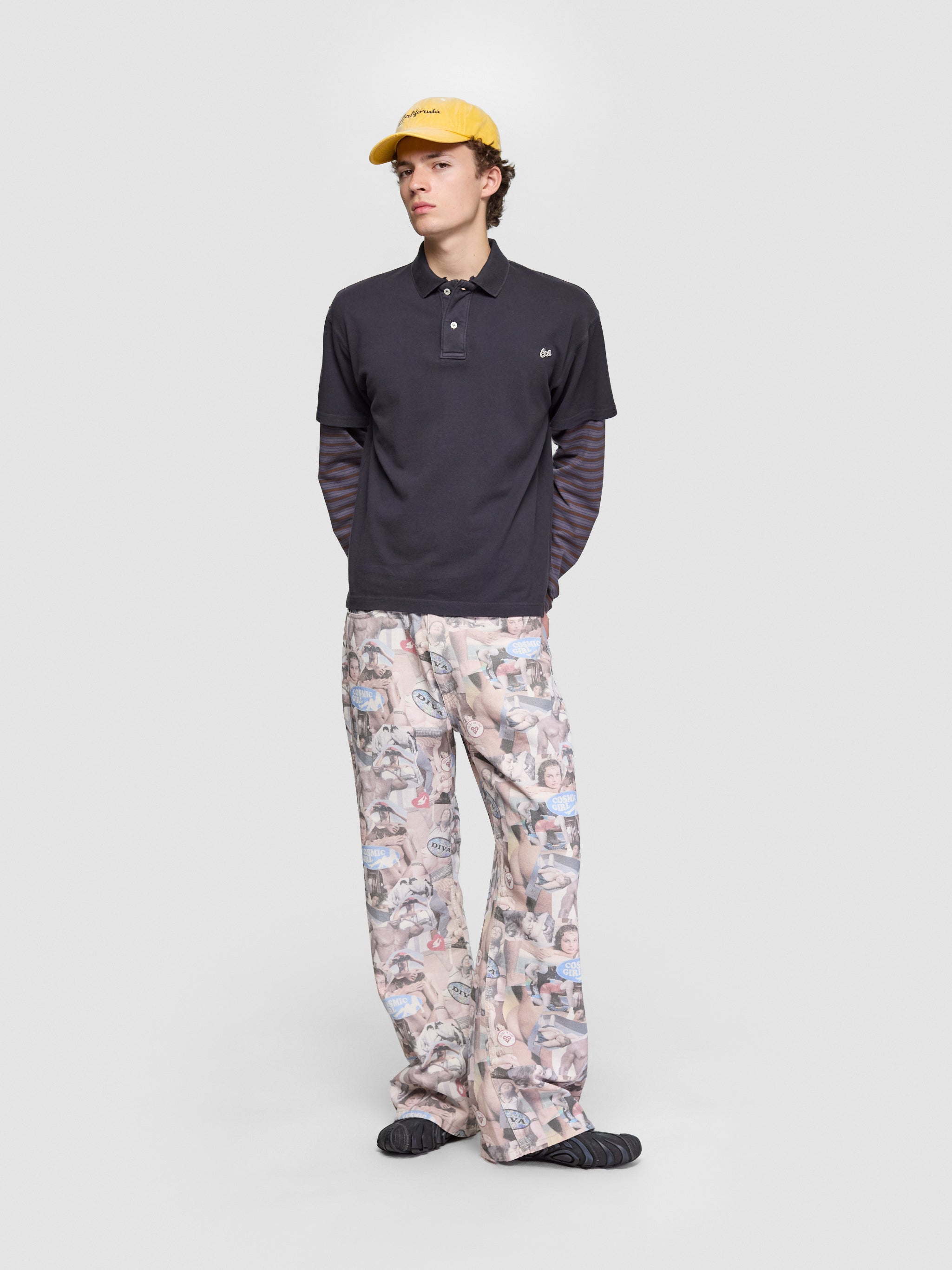 Double Sleeve Polo T-Shirt in Black
