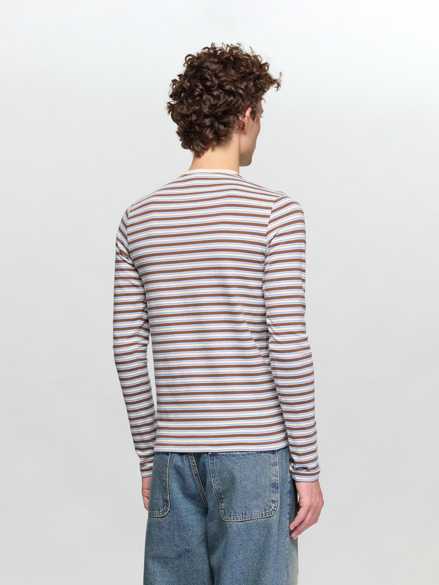 Striped Long Sleeve T-Shirt in Brown