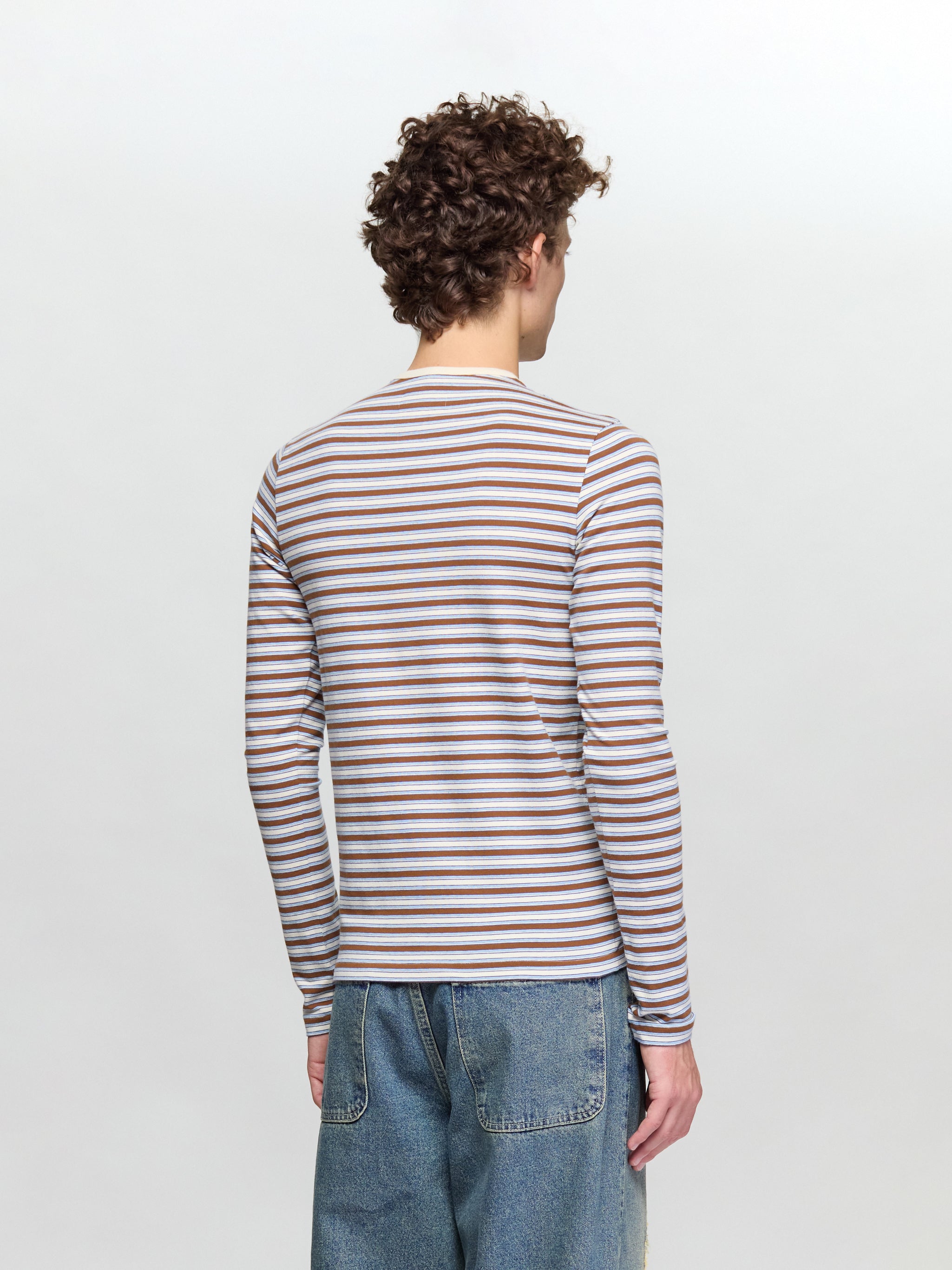 Striped Long Sleeve T-Shirt in Brown
