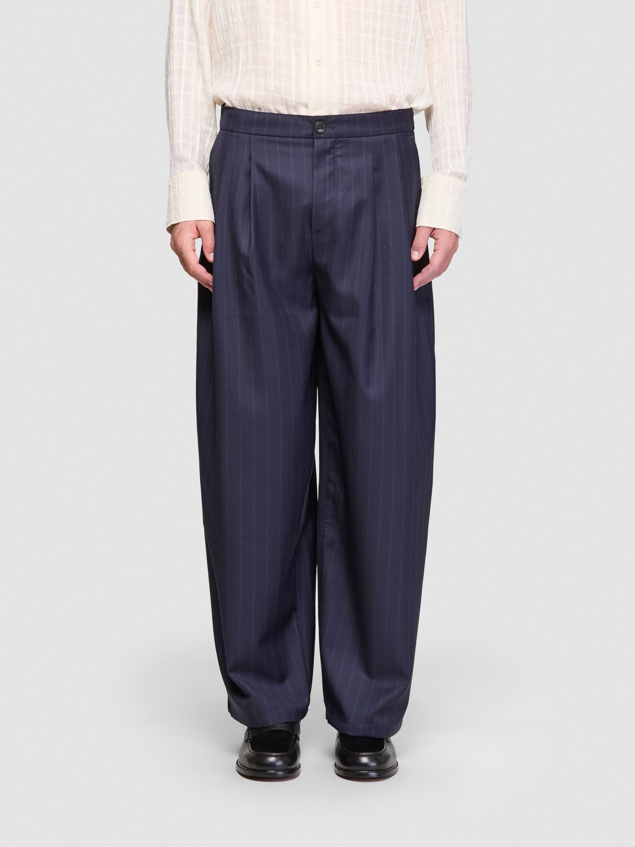 Piero Pants in Navy Double Pinstripe