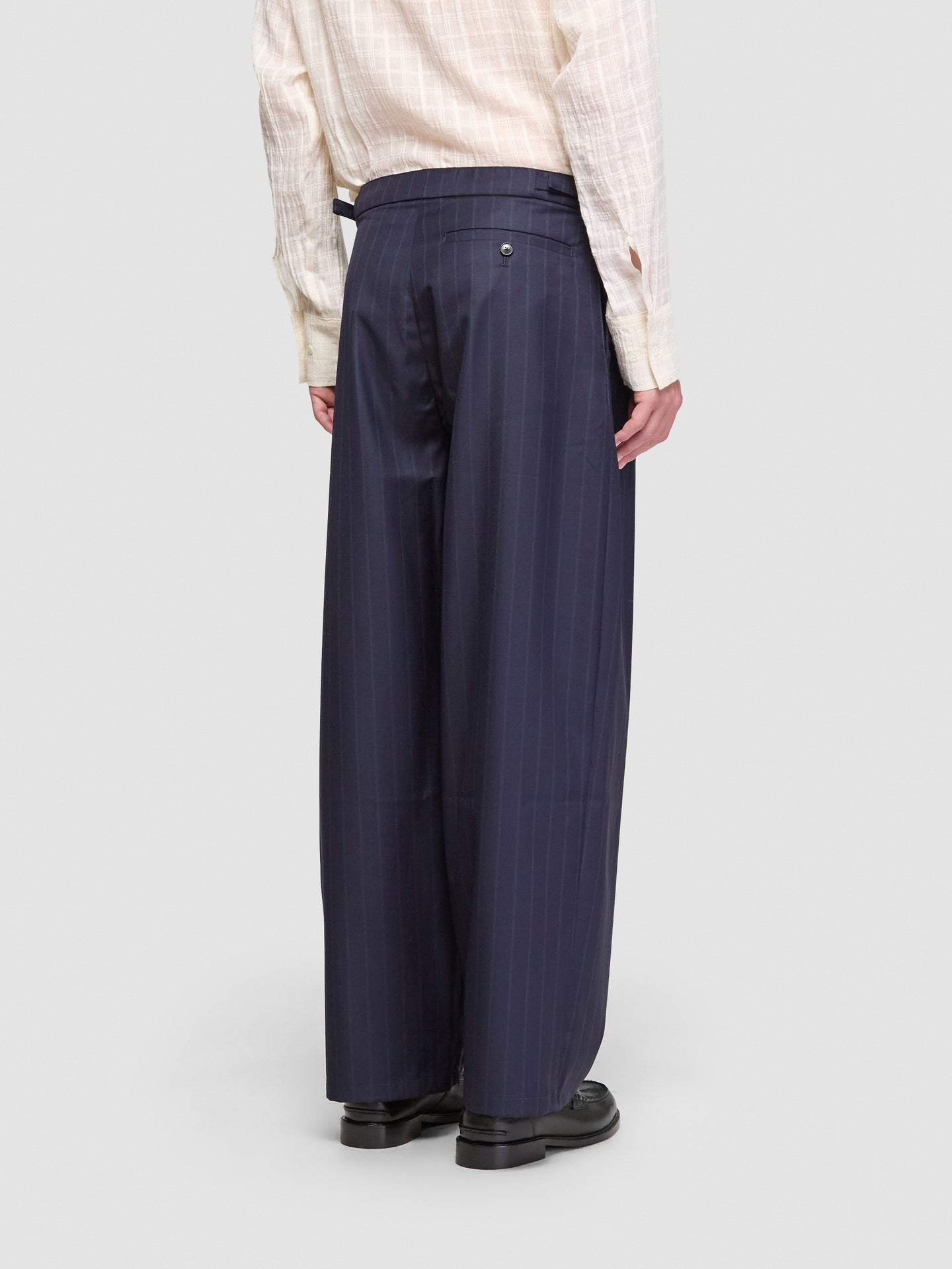 Piero Pants in Navy Double Pinstripe