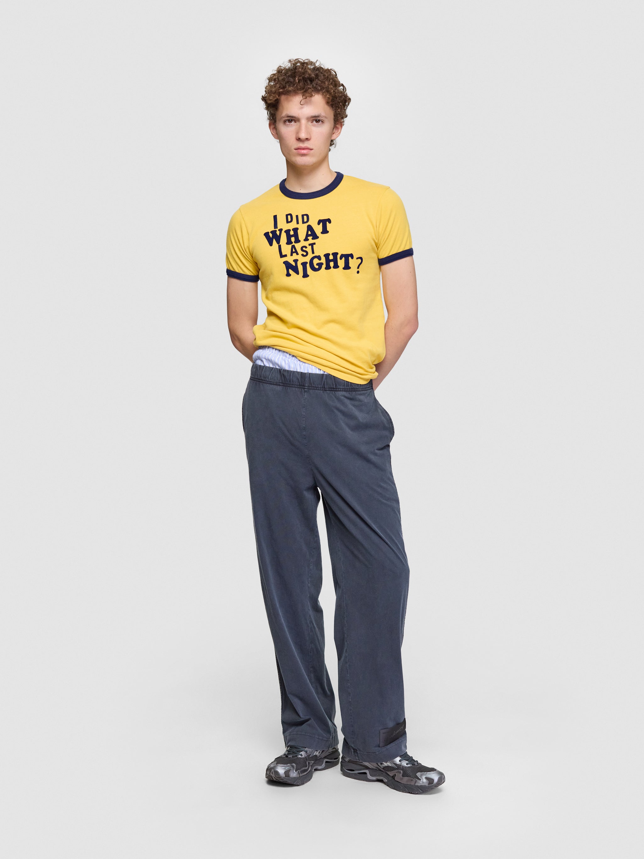 I Did What Last Night Ringer T-Shirt in Yellow
