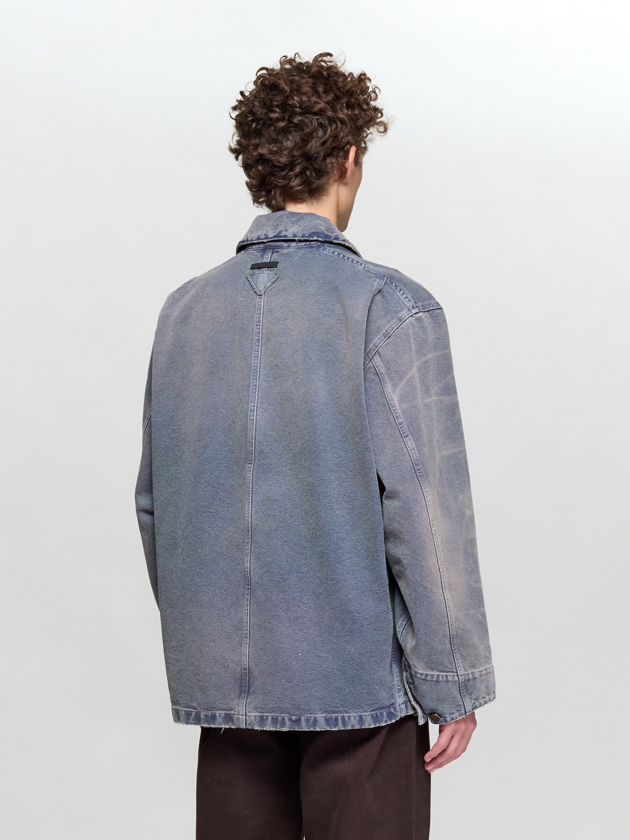 Canvas Blouson Jacket with A Used Look in Blue