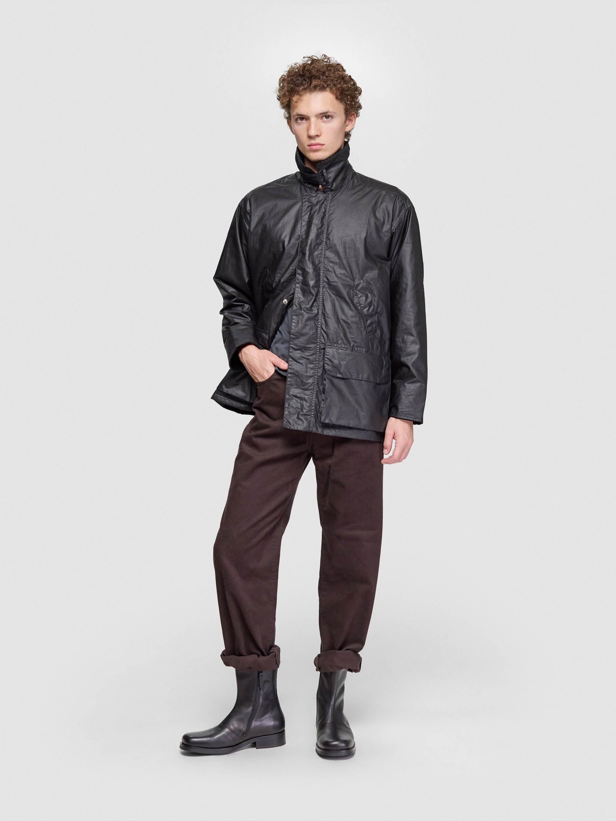Waxed Ripstop Leisure Jacket in Black