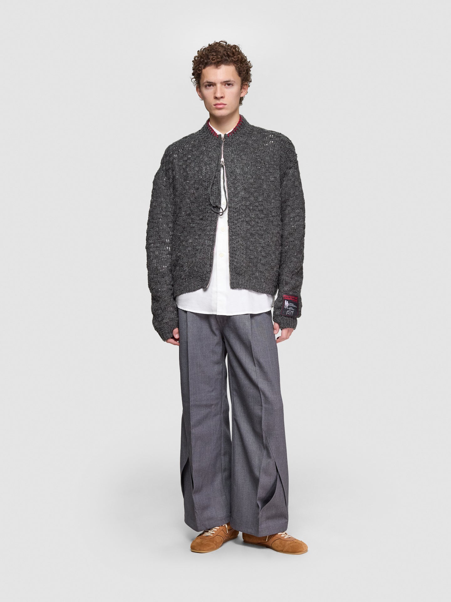 Intertwined Structure Tailored Wide Leg Trousers in Grey