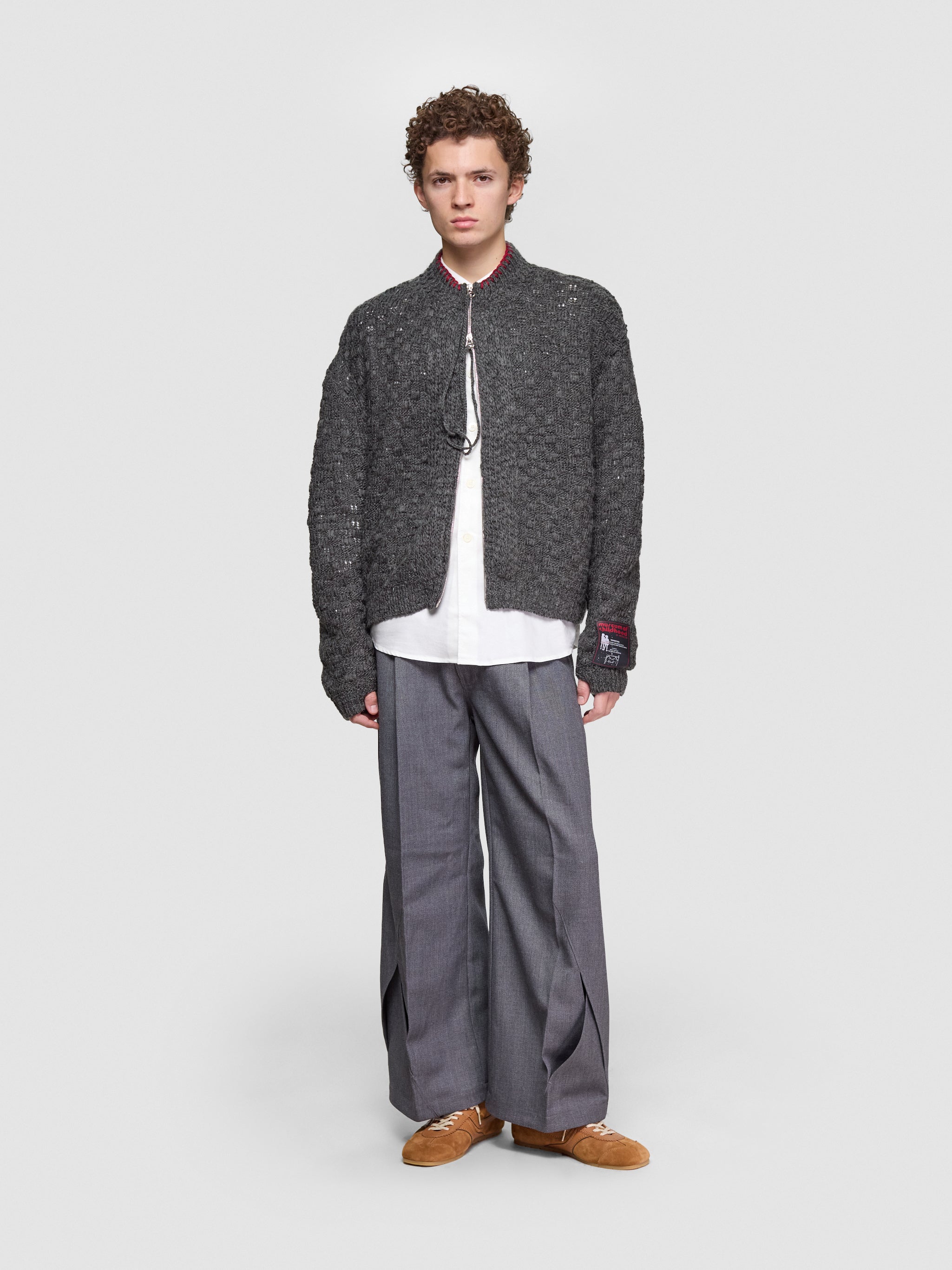 Intertwined Structure Tailored Wide Leg Trousers in Grey