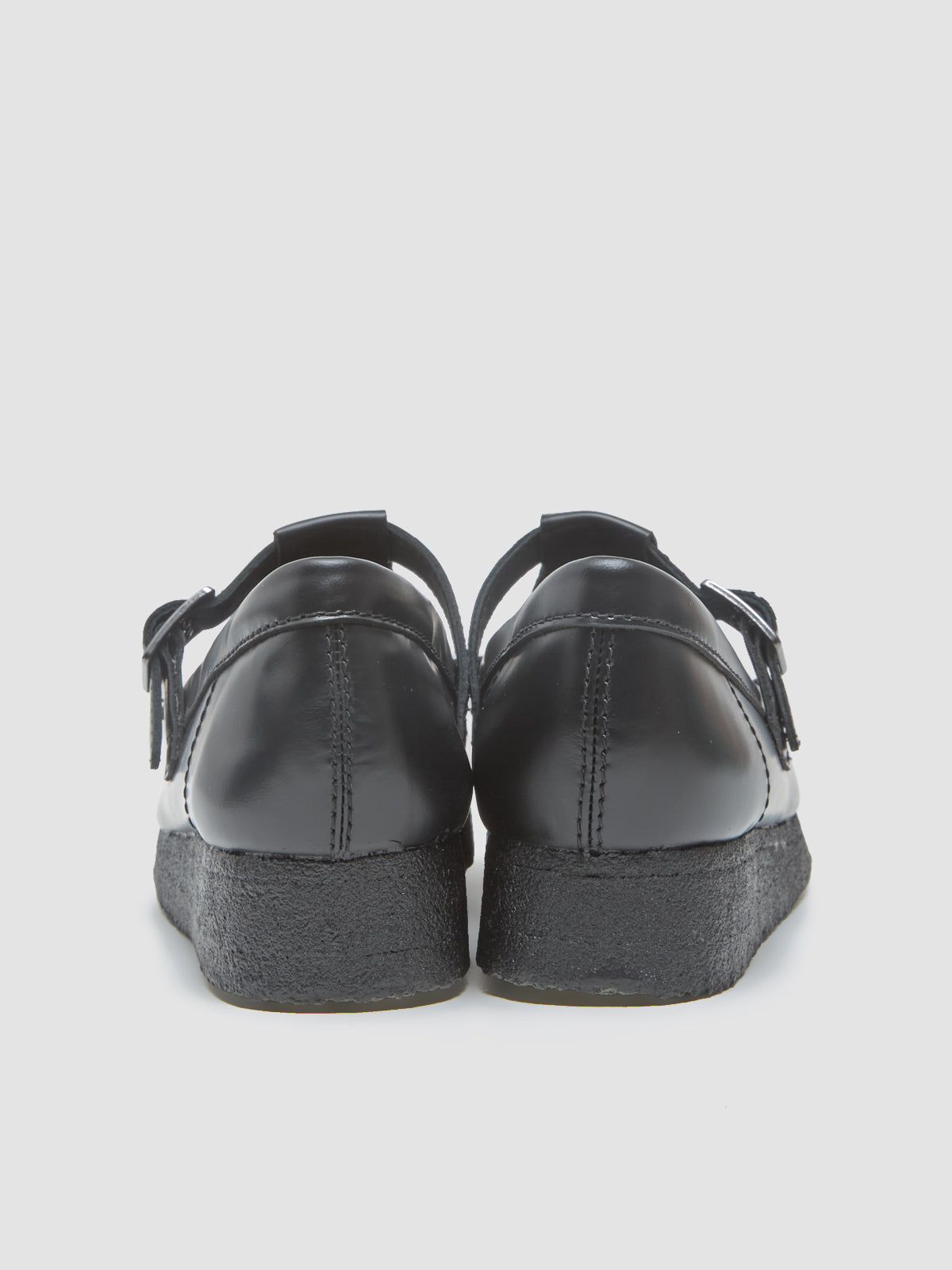 Wallabee T Bar Shoes in Black Hi-Shine Leather