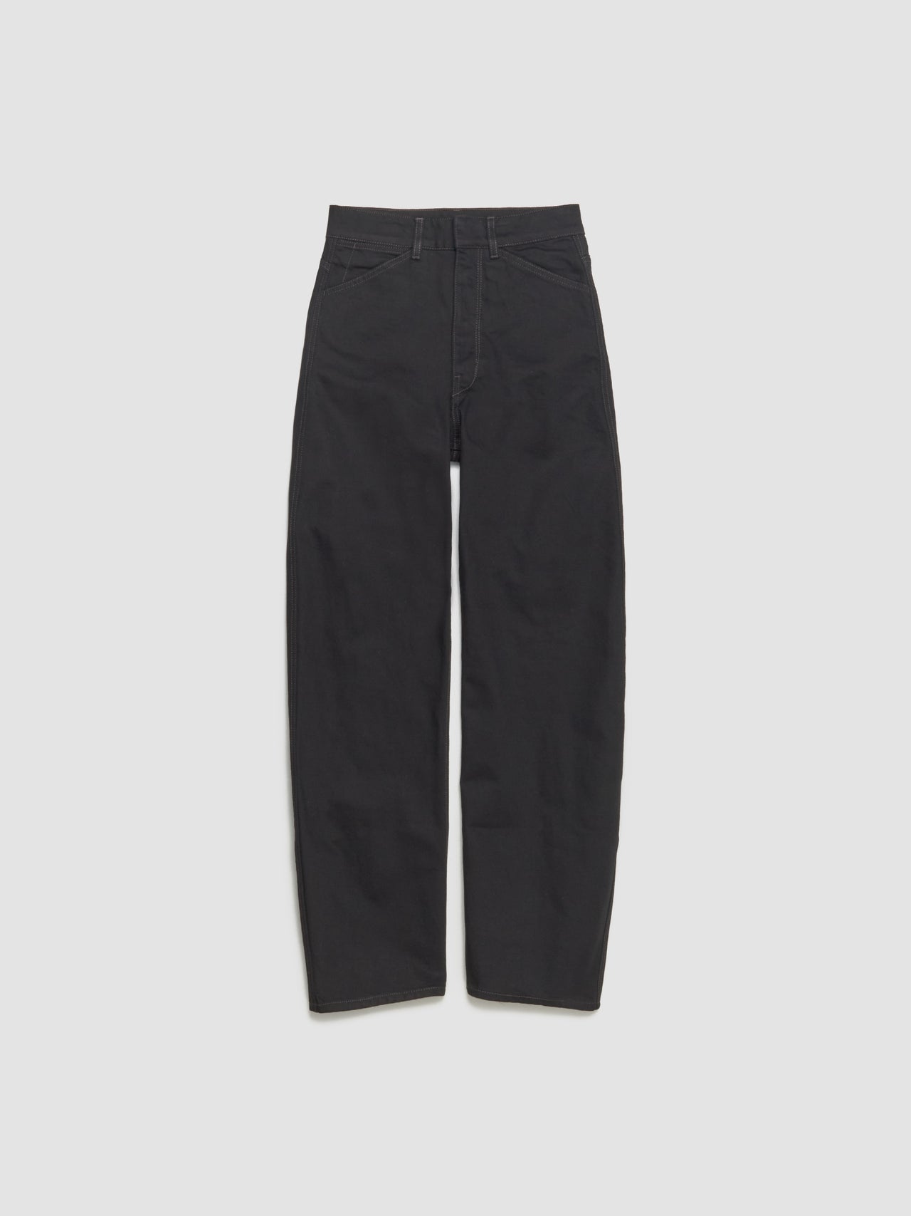 High-Waisted Curved Pants in Black