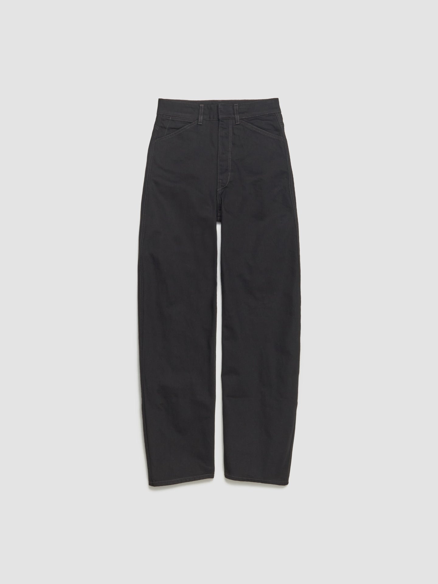 High-Waisted Curved Pants in Black