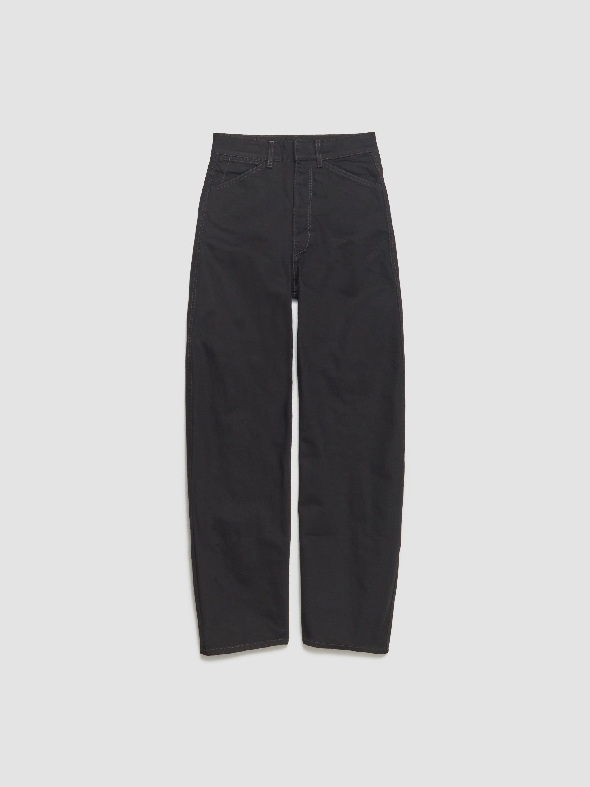 High-Waisted Curved Pants in Black