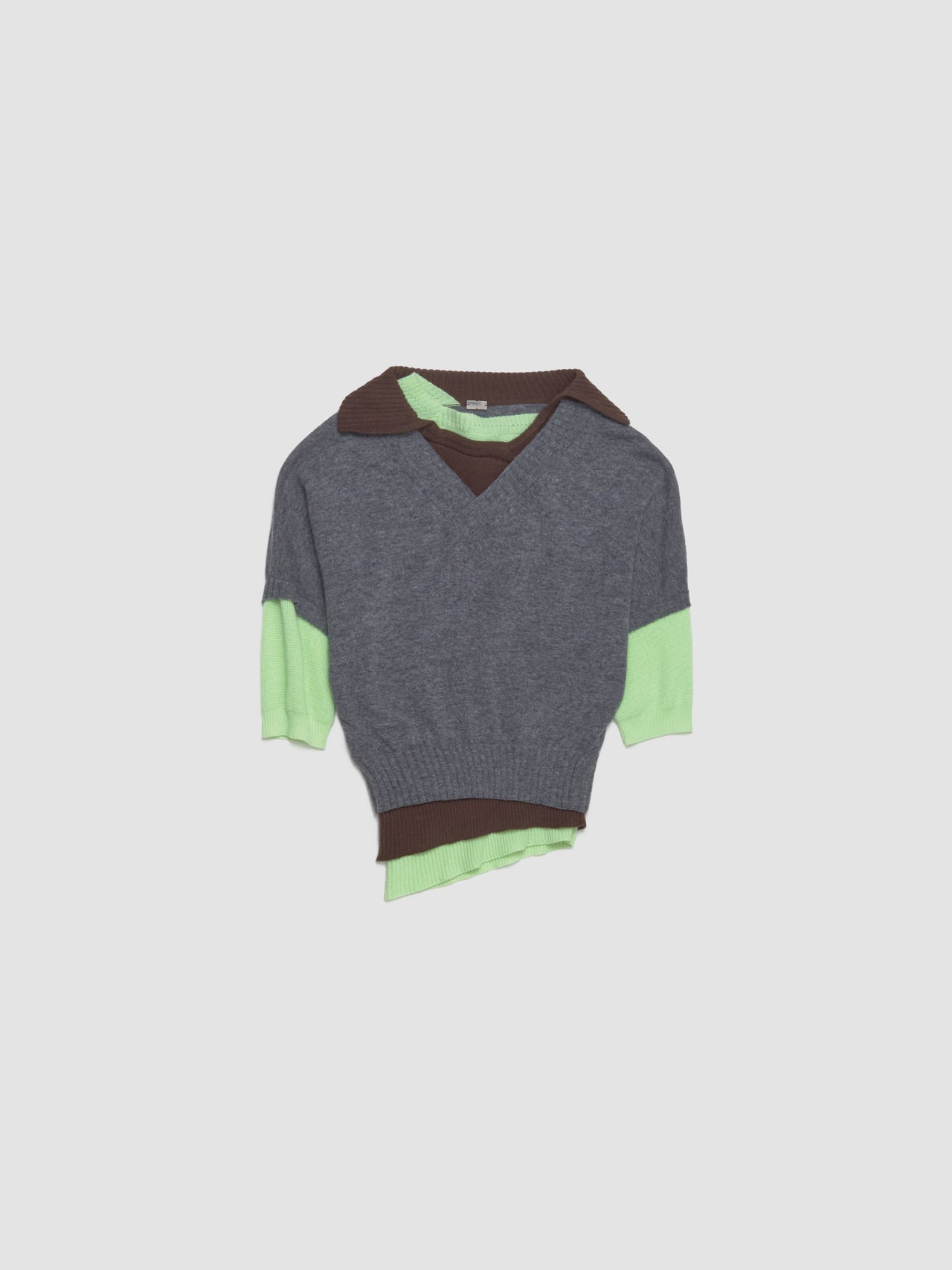 Triple Sweater in Grey & Apple Green